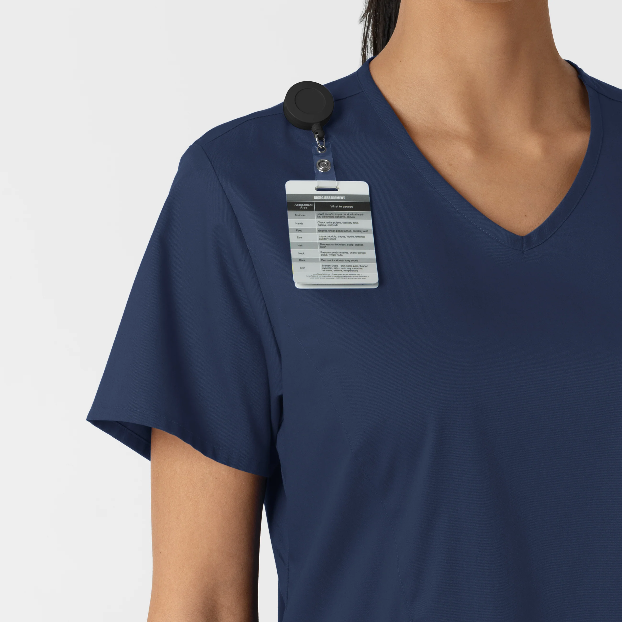 WORK Women's Curved V-Neck Scrub Top - Navy - Image 6