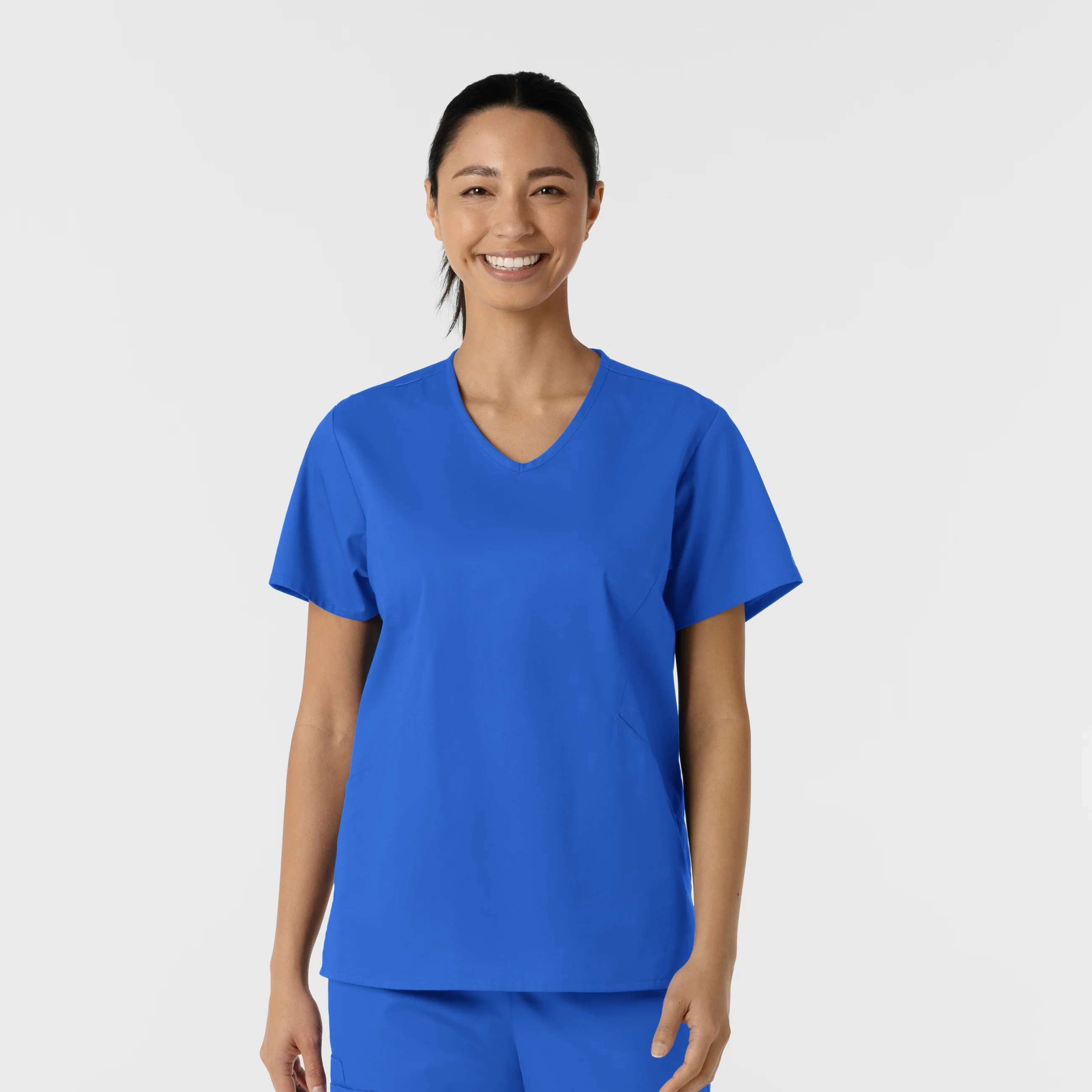 WORK Women's Curved V-Neck Scrub Top - Royal