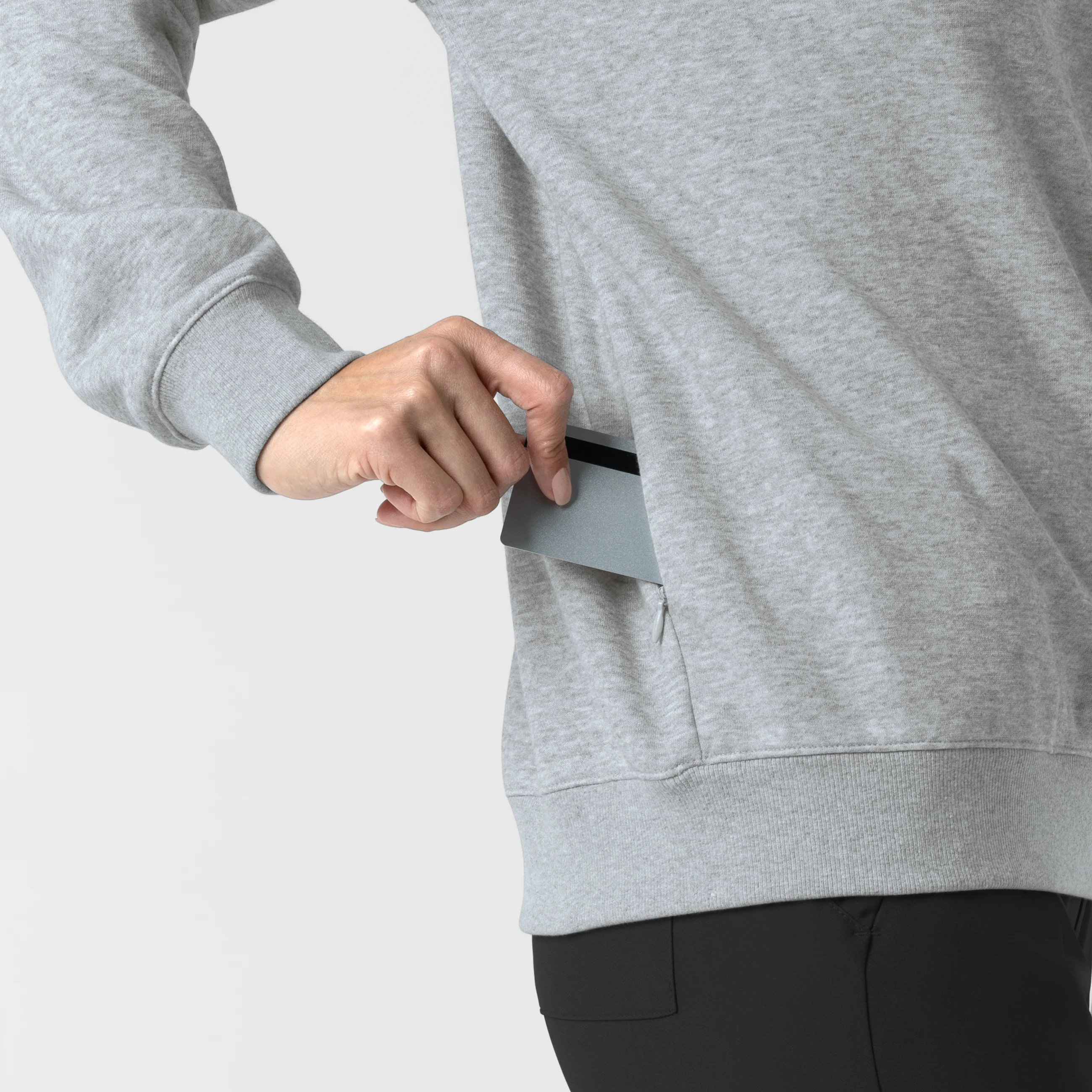 Women's Pullover Sweatshirt - Grey Heather Knit - Image 7