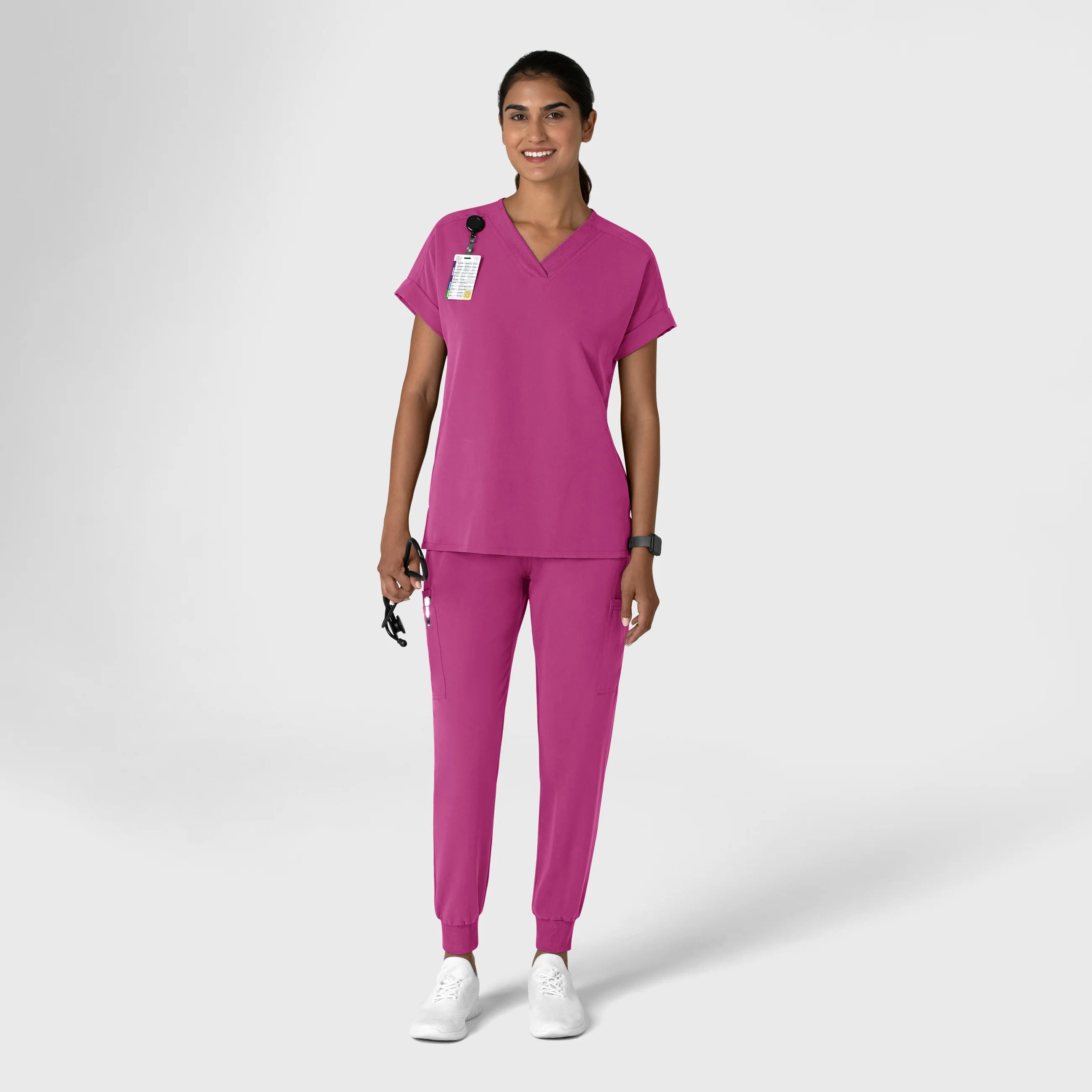 Nova Women's Jogger Utility Scrub Pant - Raspberry - Image 10