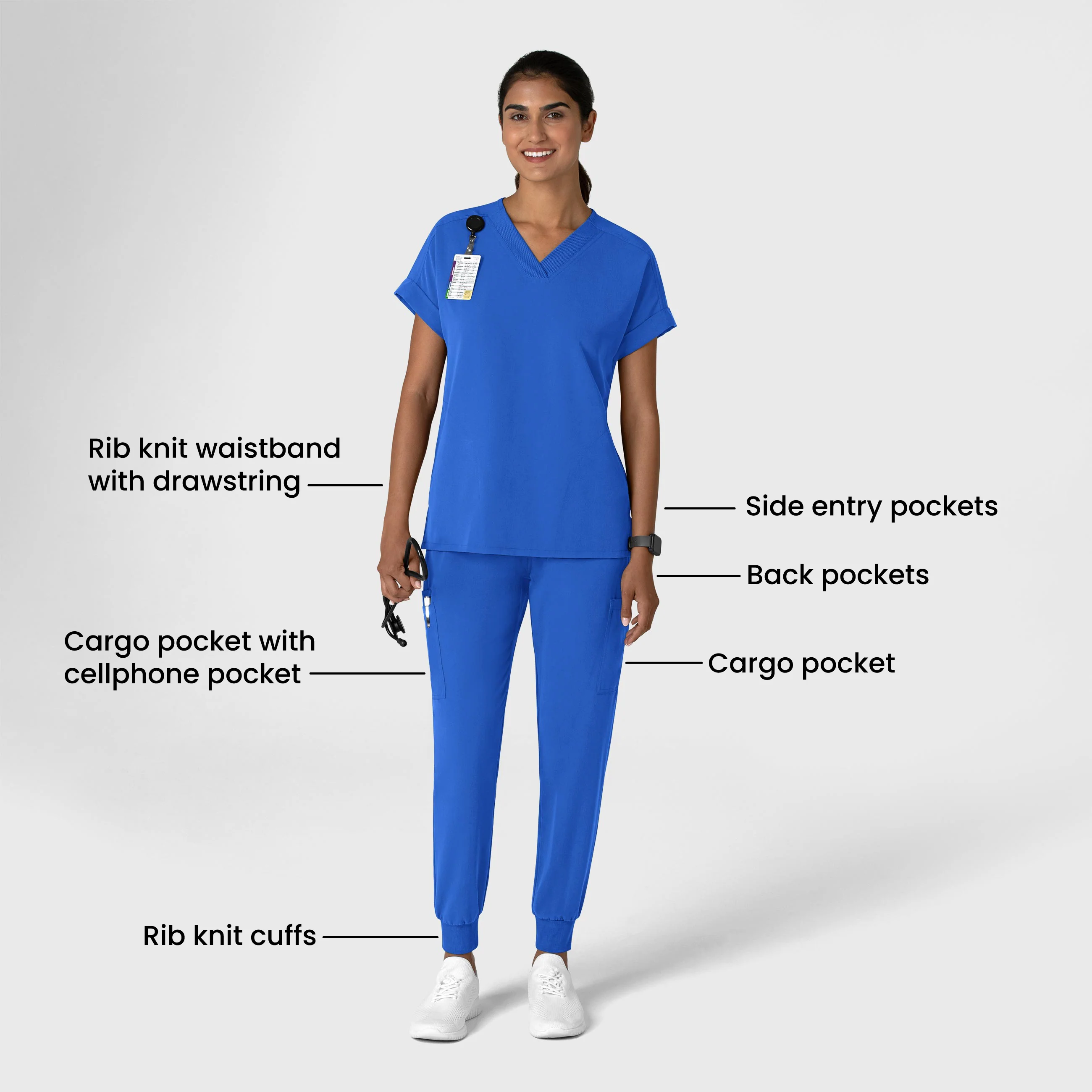 Nova Women's Jogger Utility Scrub Pant - Royal - Image 3