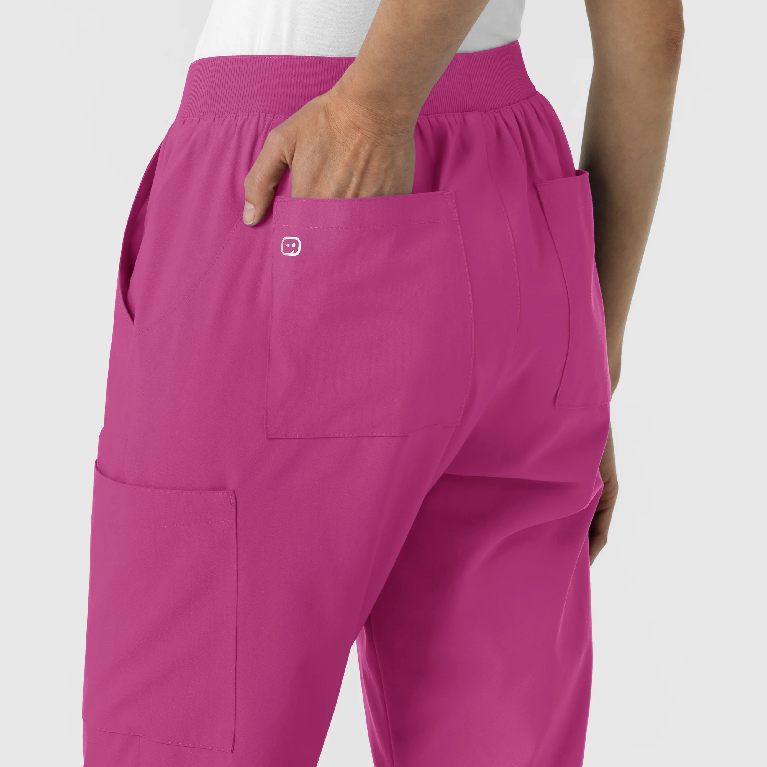 W123 Women's Cargo Utility Scrub Pant - Raspberry - Image 10