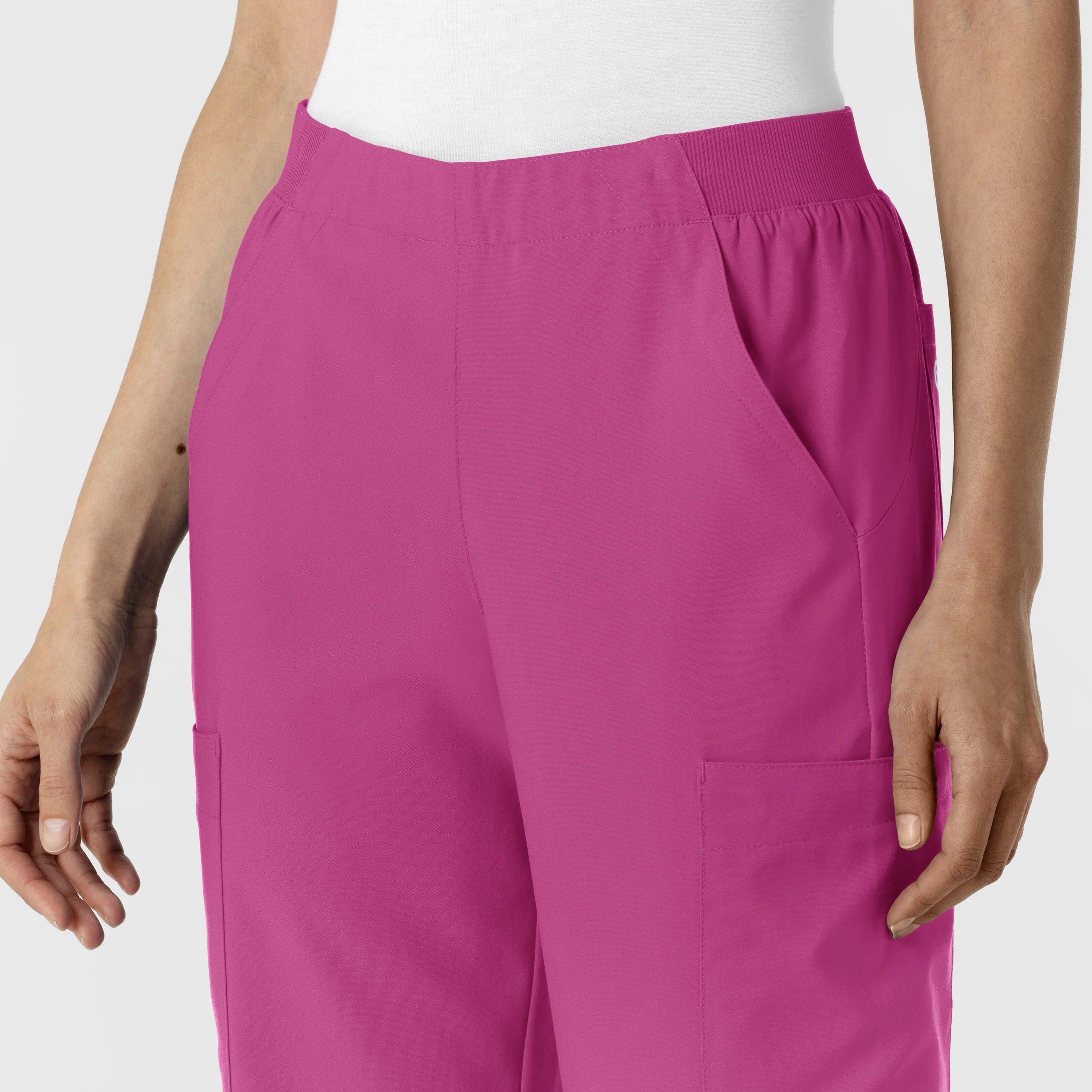 W123 Women's Cargo Utility Scrub Pant - Raspberry - Image 6