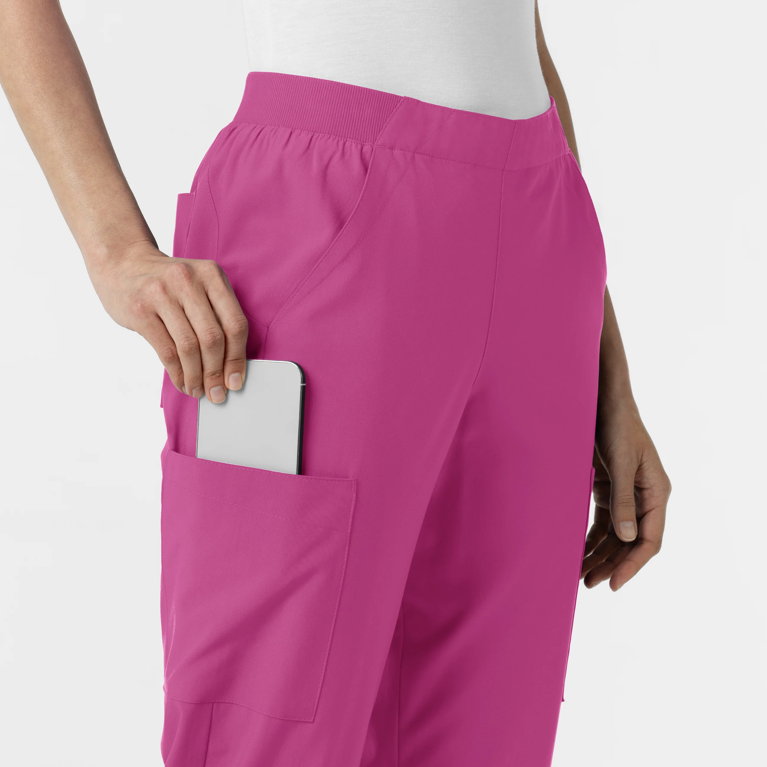 W123 Women's Cargo Utility Scrub Pant - Raspberry - Image 8