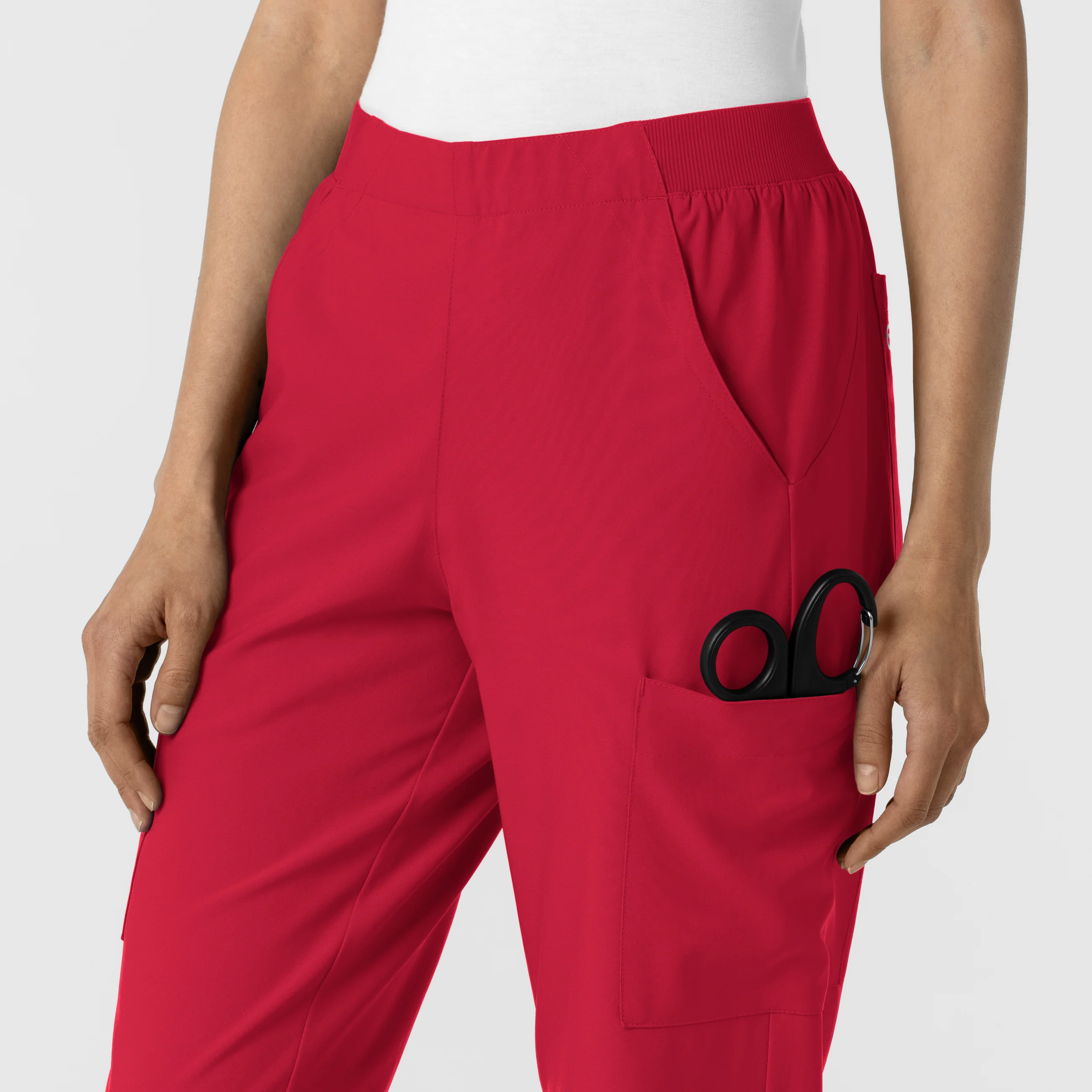 W123 Women's Cargo Utility Scrub Pant - Red - Image 9