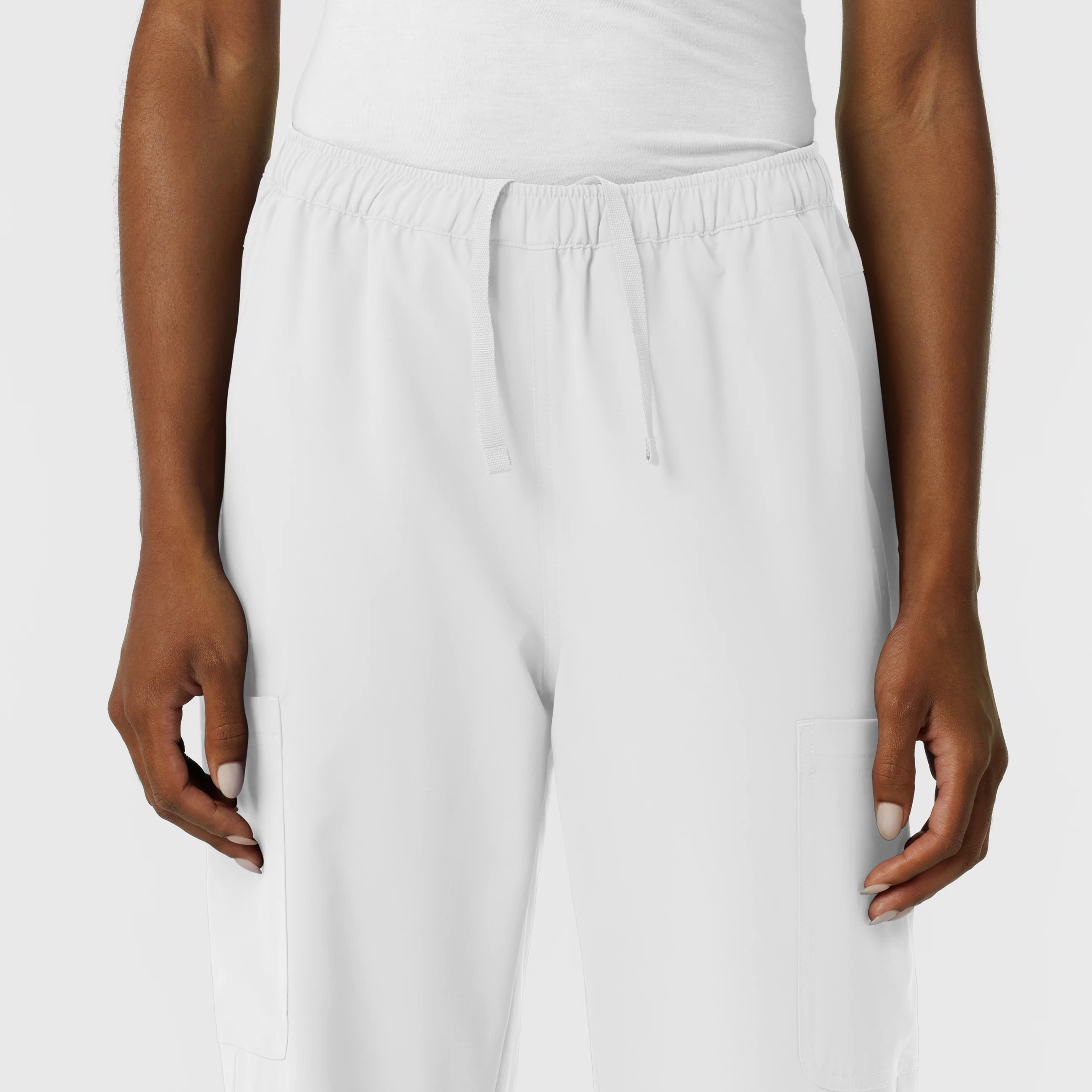 NURTUR Women's Straight Leg Cargo Scrub Pant - White - Image 5