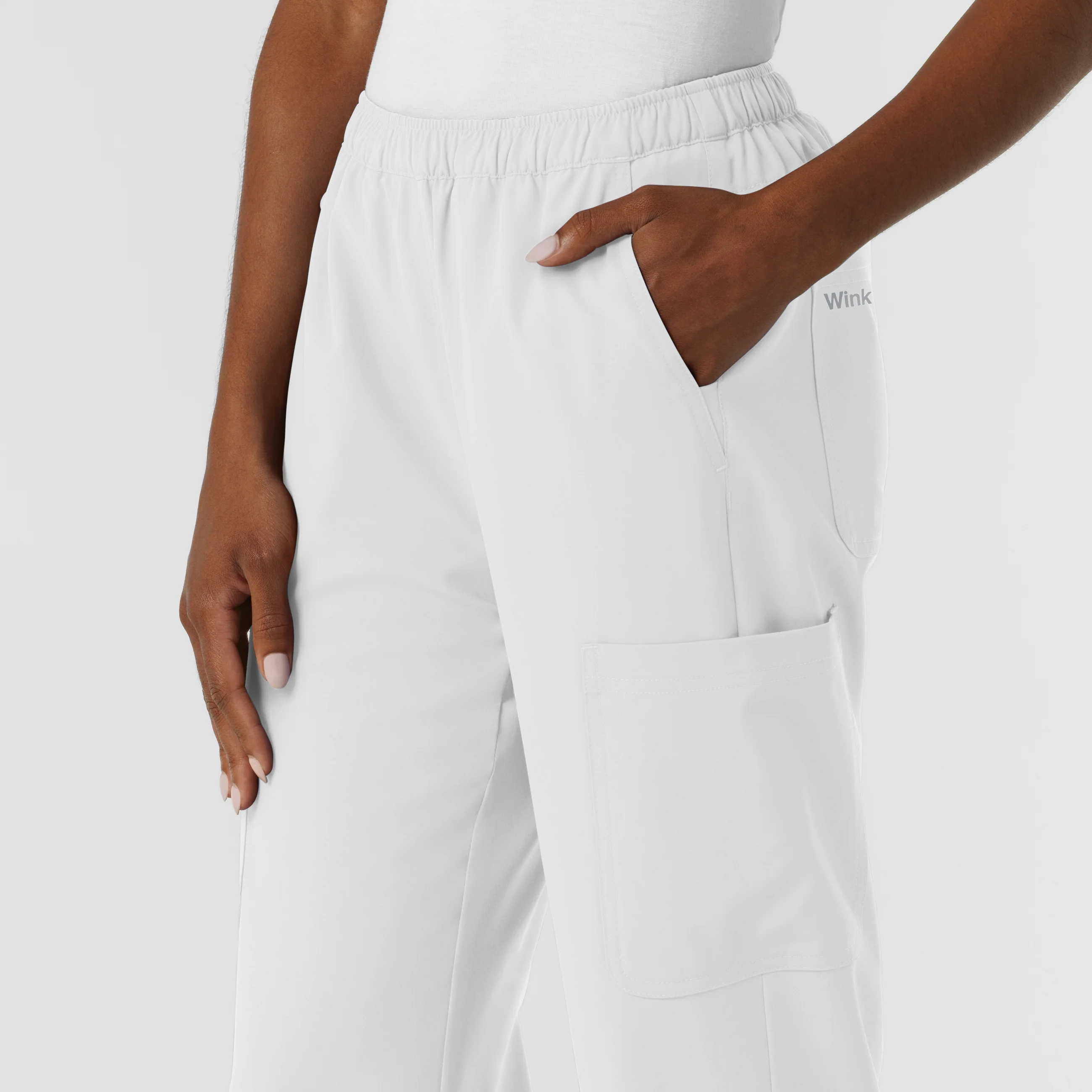 NURTUR Women's Straight Leg Cargo Scrub Pant - White - Image 7