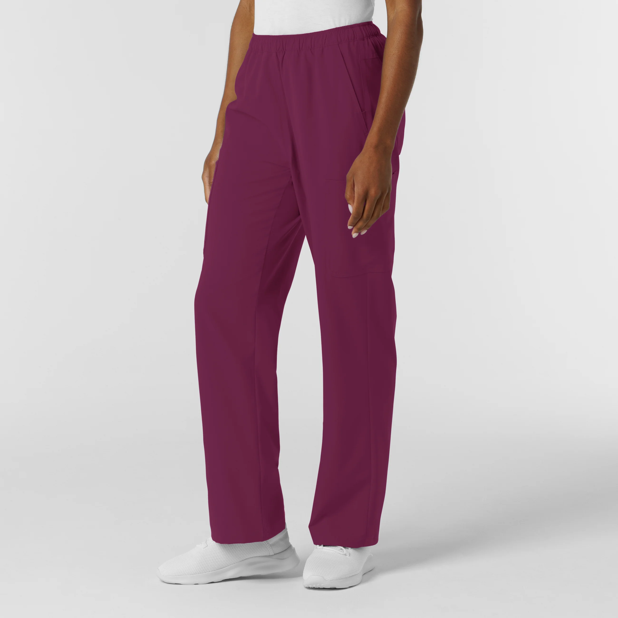 NURTUR Women's Straight Leg Cargo Scrub Pant - Wine - Image 3