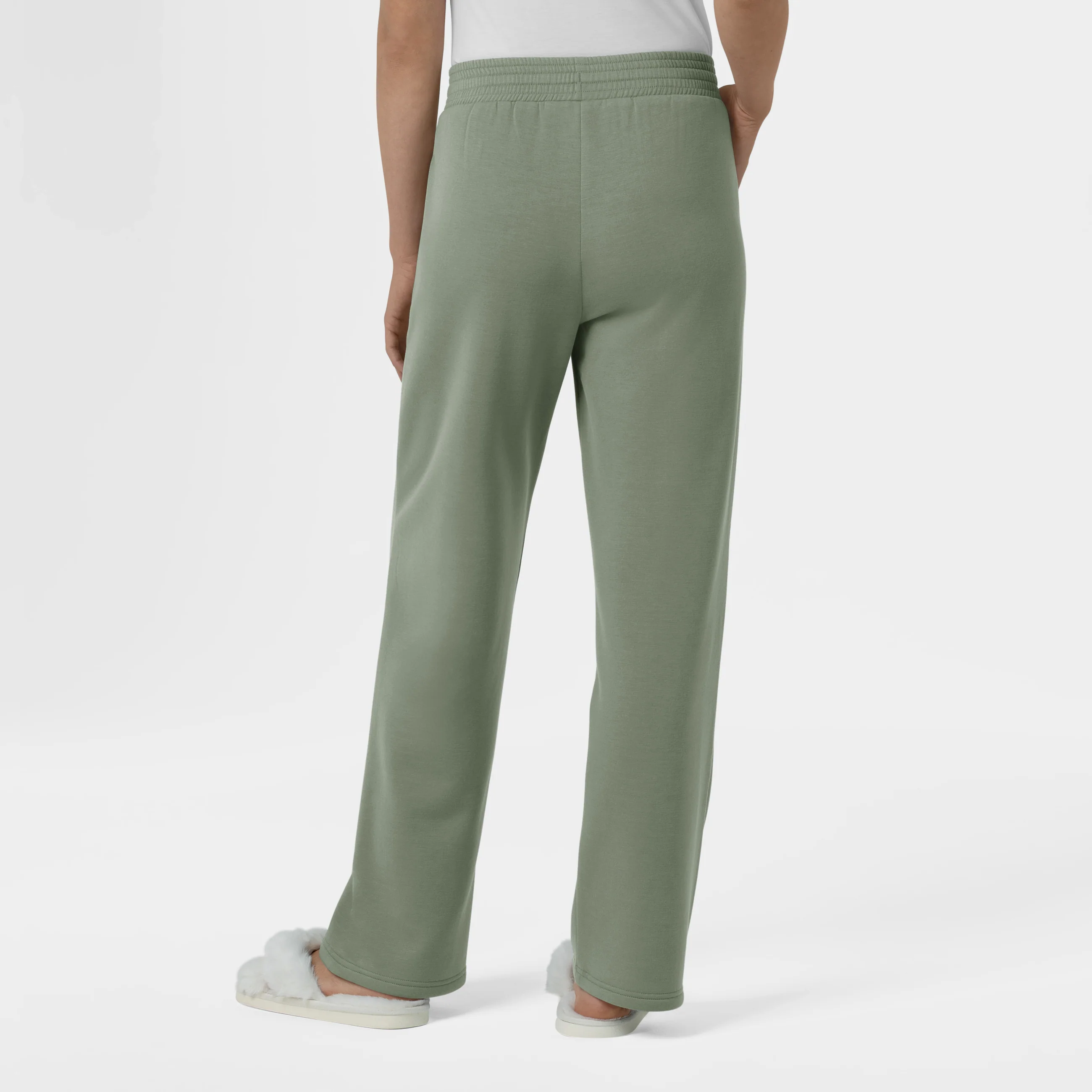 Unwind & Lounge Women's Fleece Wide Leg Pant - Sage - Image 3