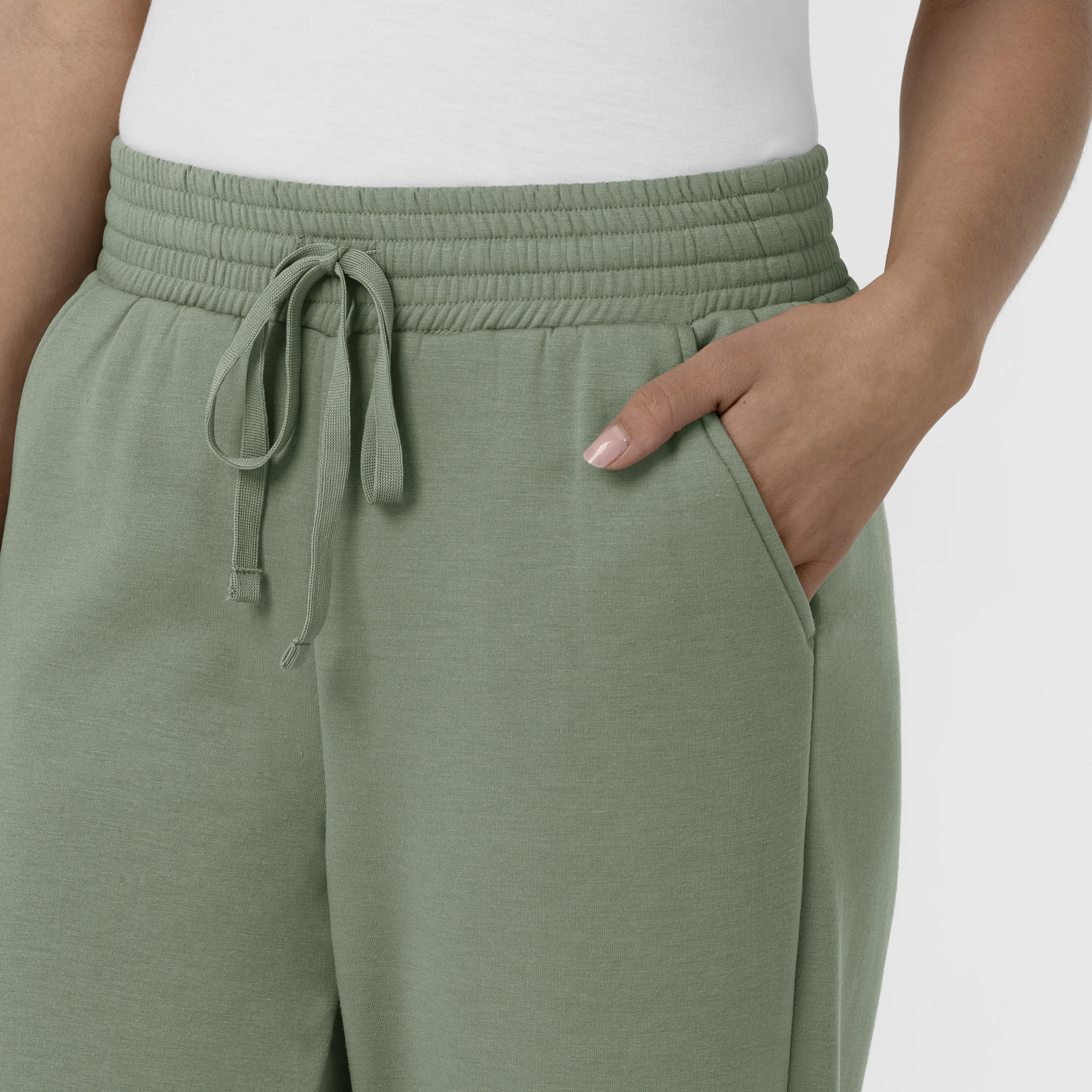 Unwind & Lounge Women's Fleece Wide Leg Pant - Sage - Image 6