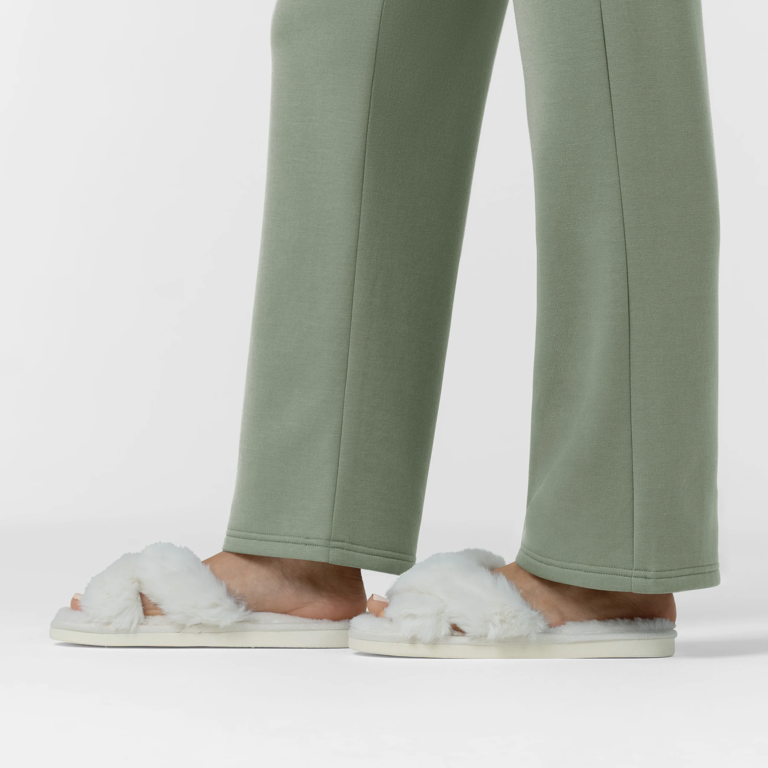 Unwind & Lounge Women's Fleece Wide Leg Pant - Sage - Image 7