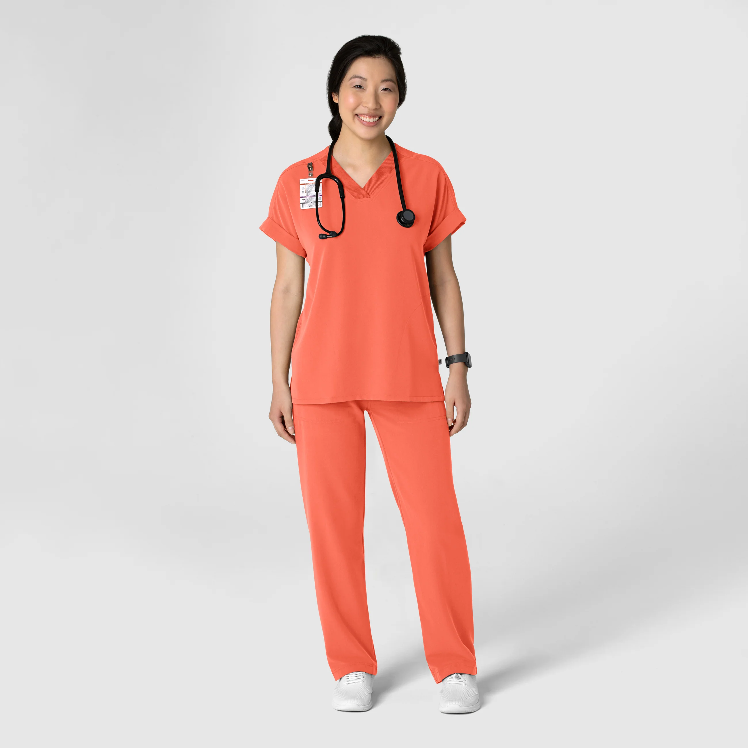 Nova Women's Stovepipe High-Low Hem Scrub Pant - Sugar Coral - Image 11