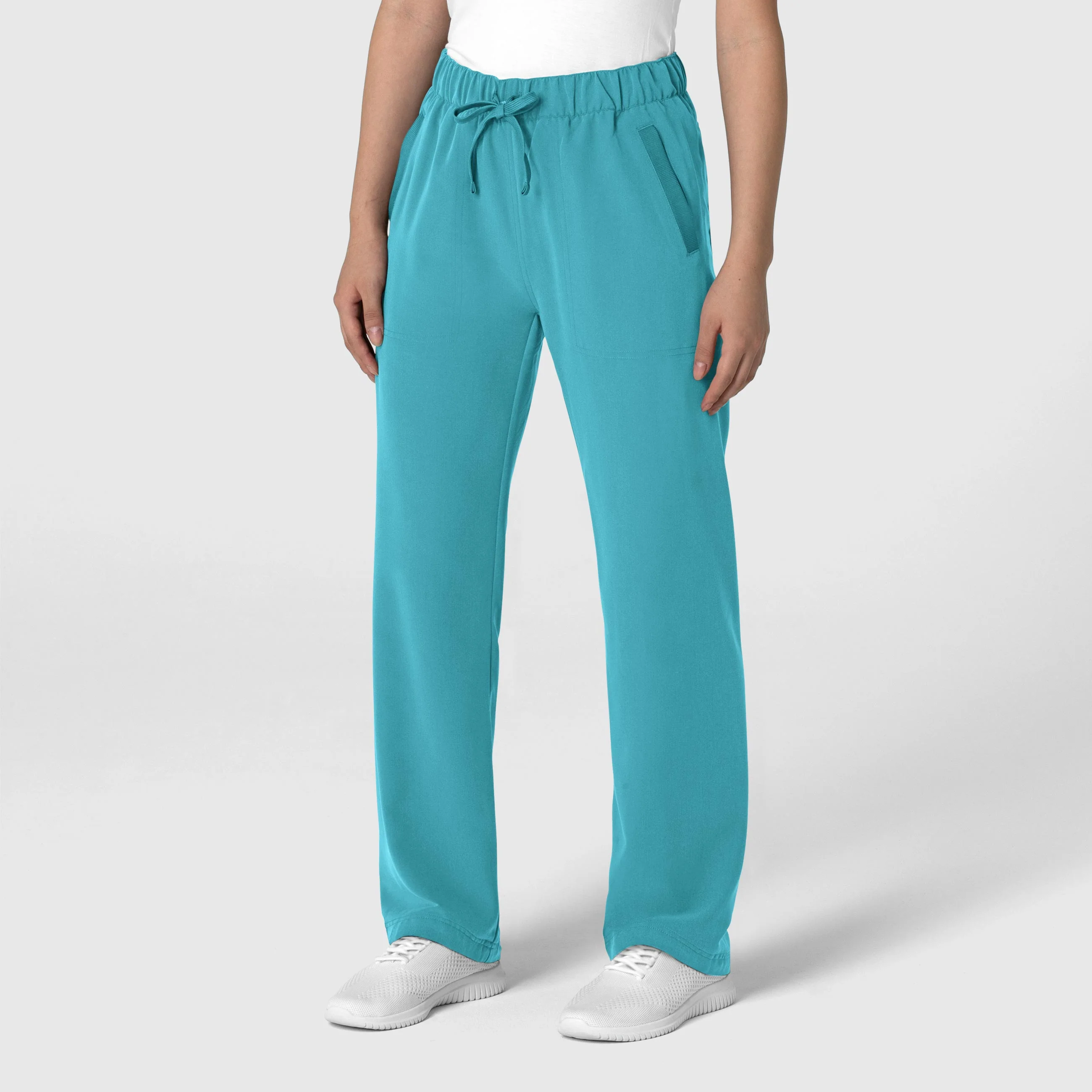 Nova Women's Stovepipe High-Low Hem Scrub Pant - Teal Blue - Image 4