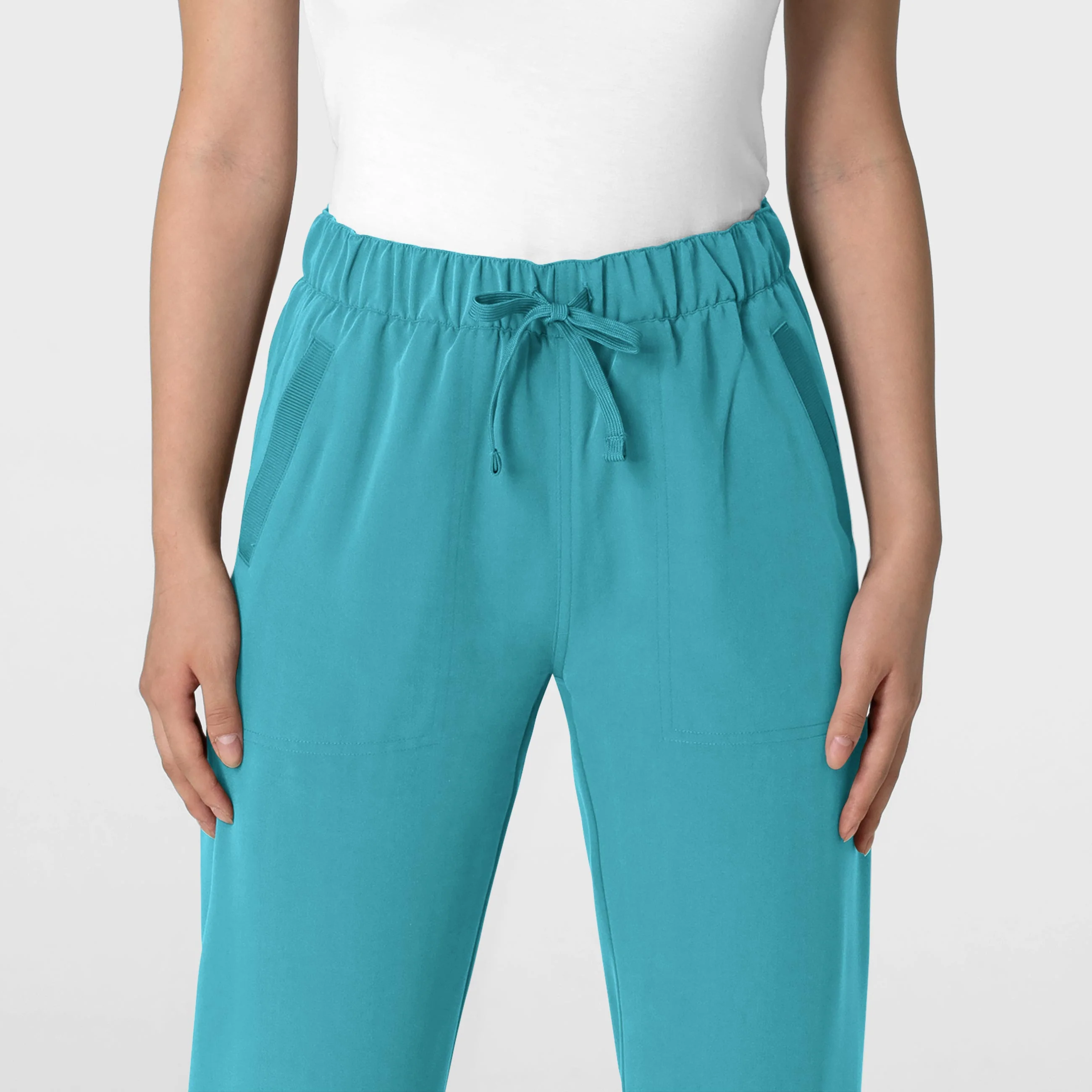 Nova Women's Stovepipe High-Low Hem Scrub Pant - Teal Blue - Image 5