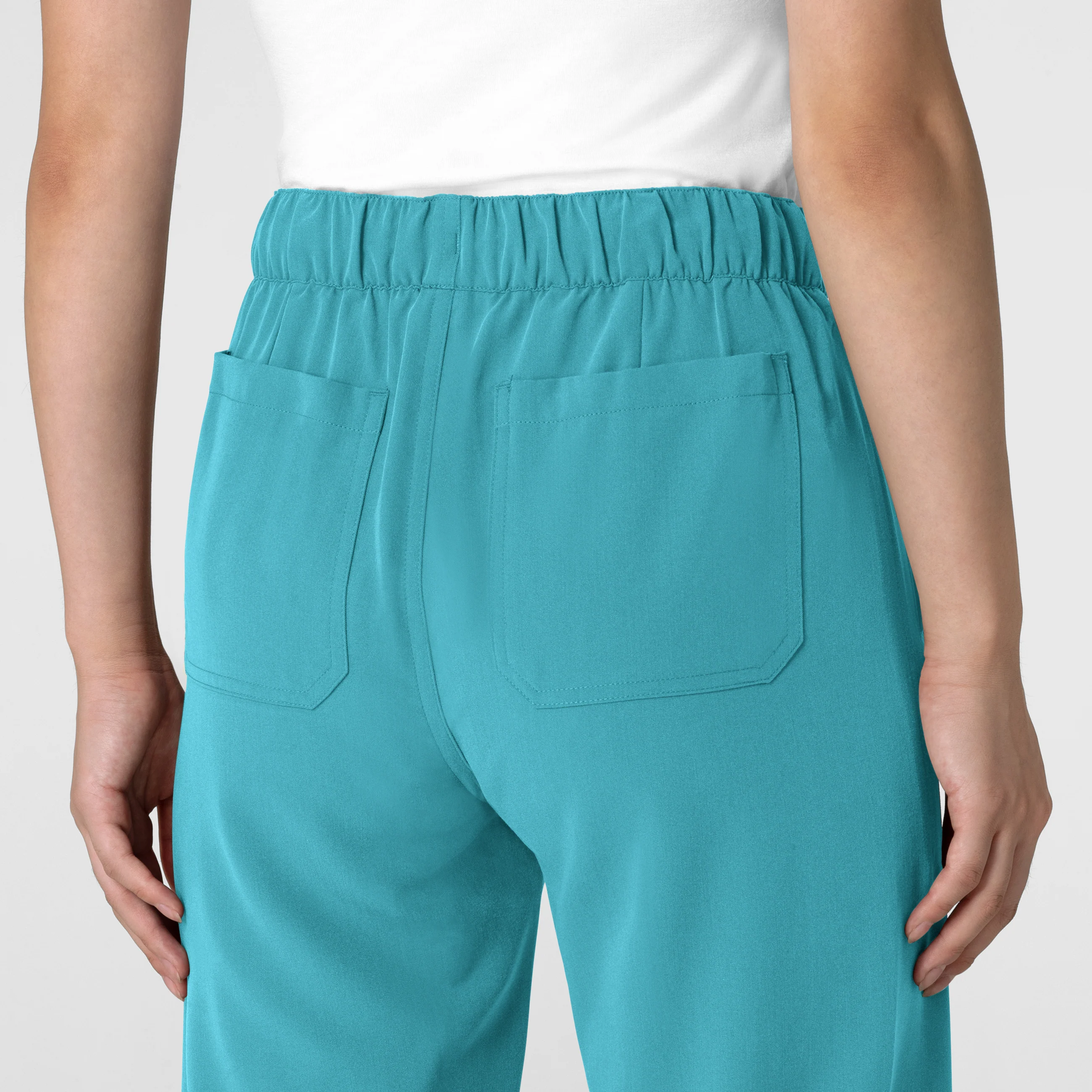Nova Women's Stovepipe High-Low Hem Scrub Pant - Teal Blue - Image 8