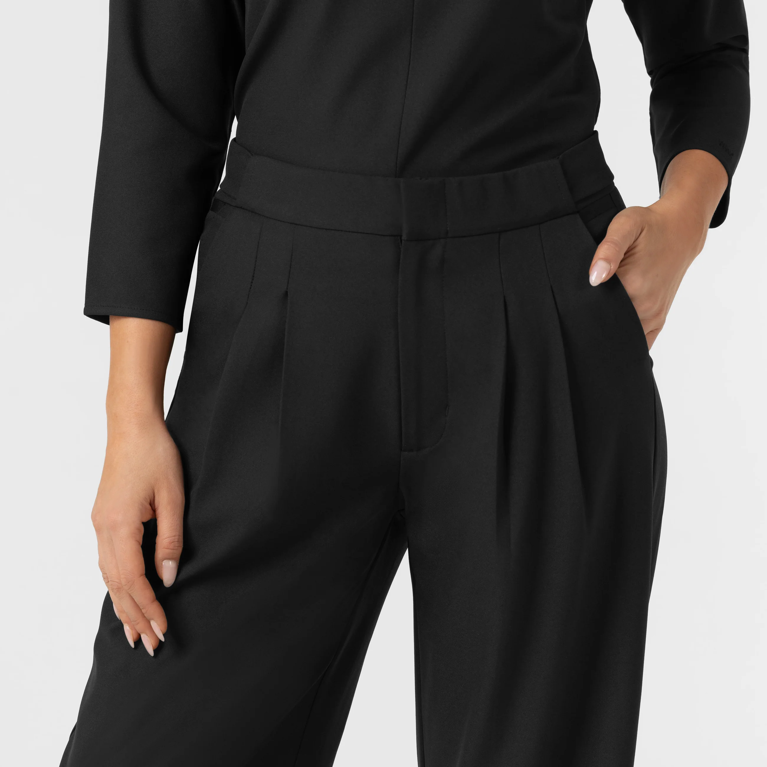BLK Edit Women's Wide Leg Scrub Trouser - Black - Image 6