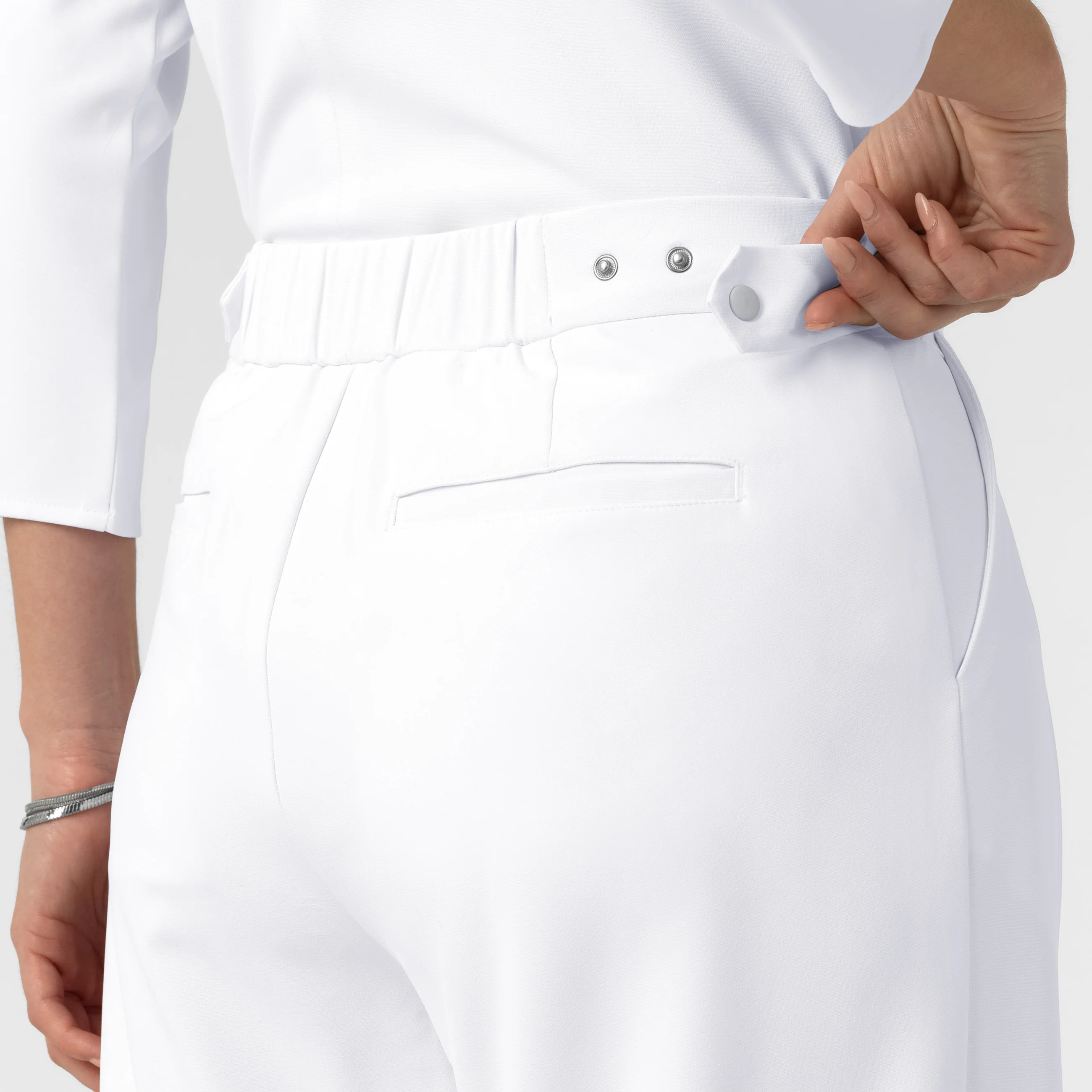 BLK Edit Women's Wide Leg Scrub Trouser - White - Image 8