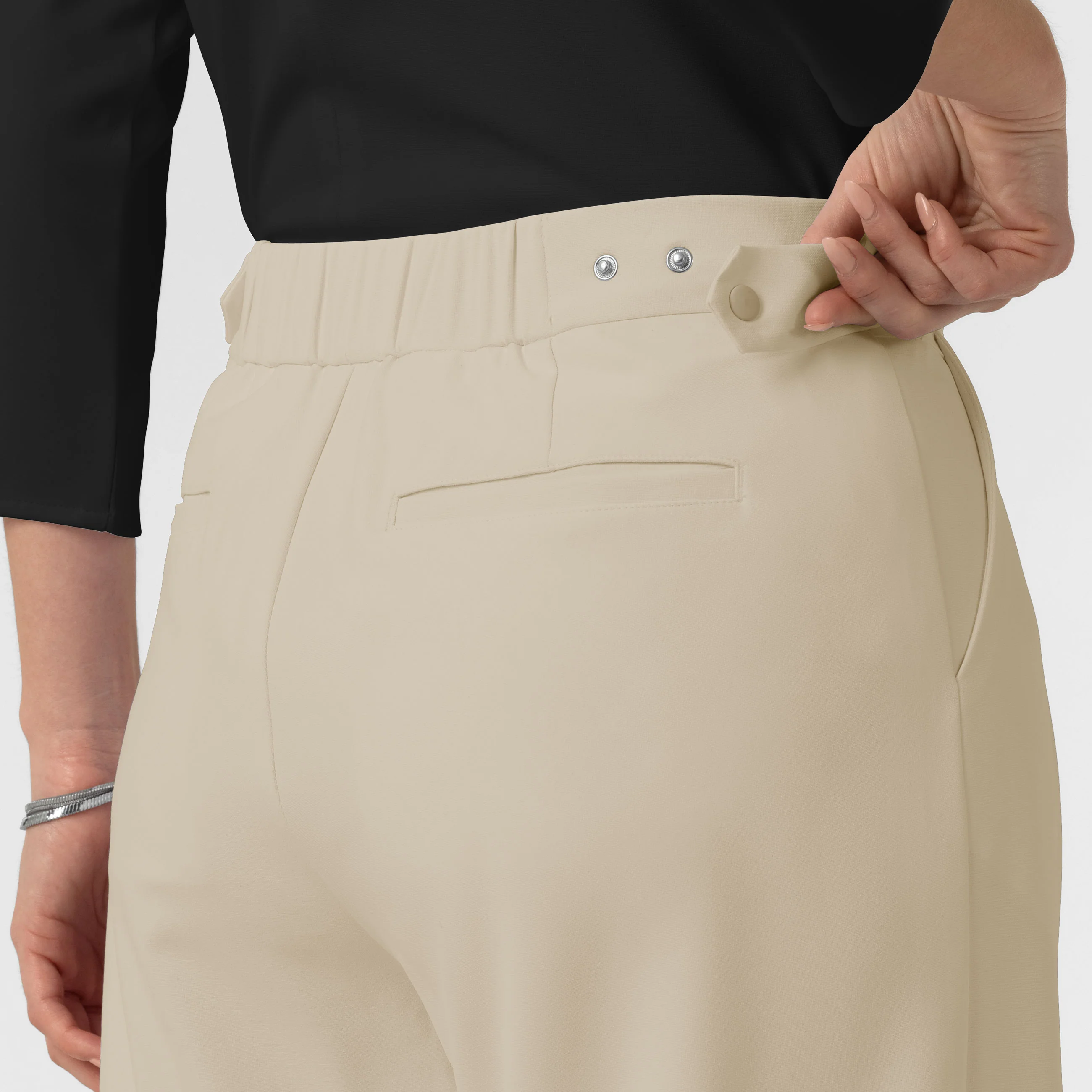 BLK Edit Women's Pleated Wide Leg Scrub Trouser - Coconut Milk - Image 7