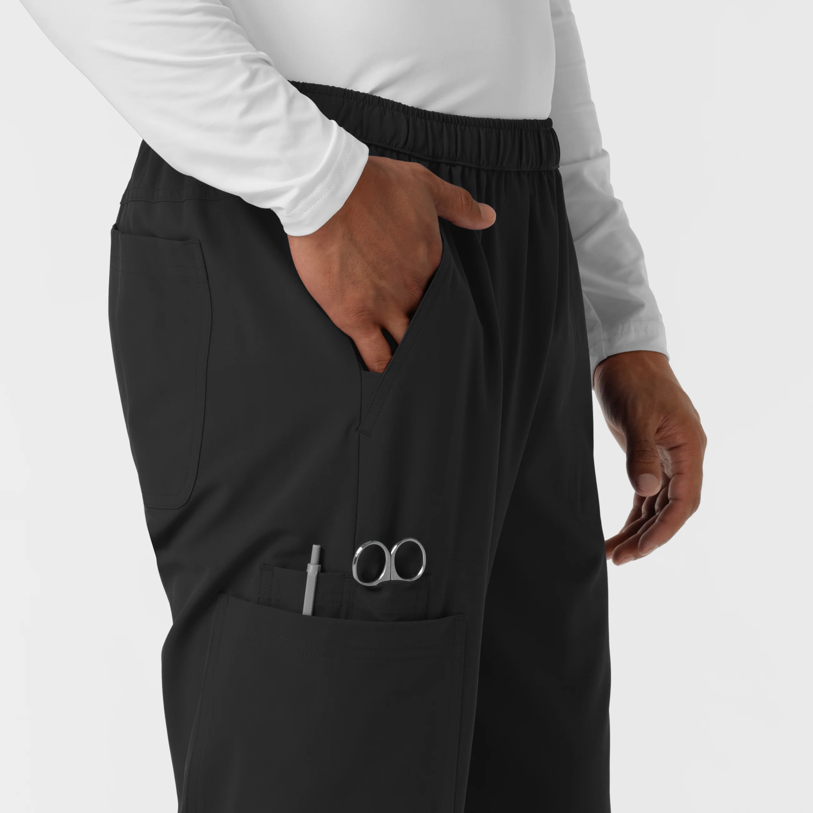NURTUR Men's Straight Leg Cargo Scrub Pant - Black - Image 7