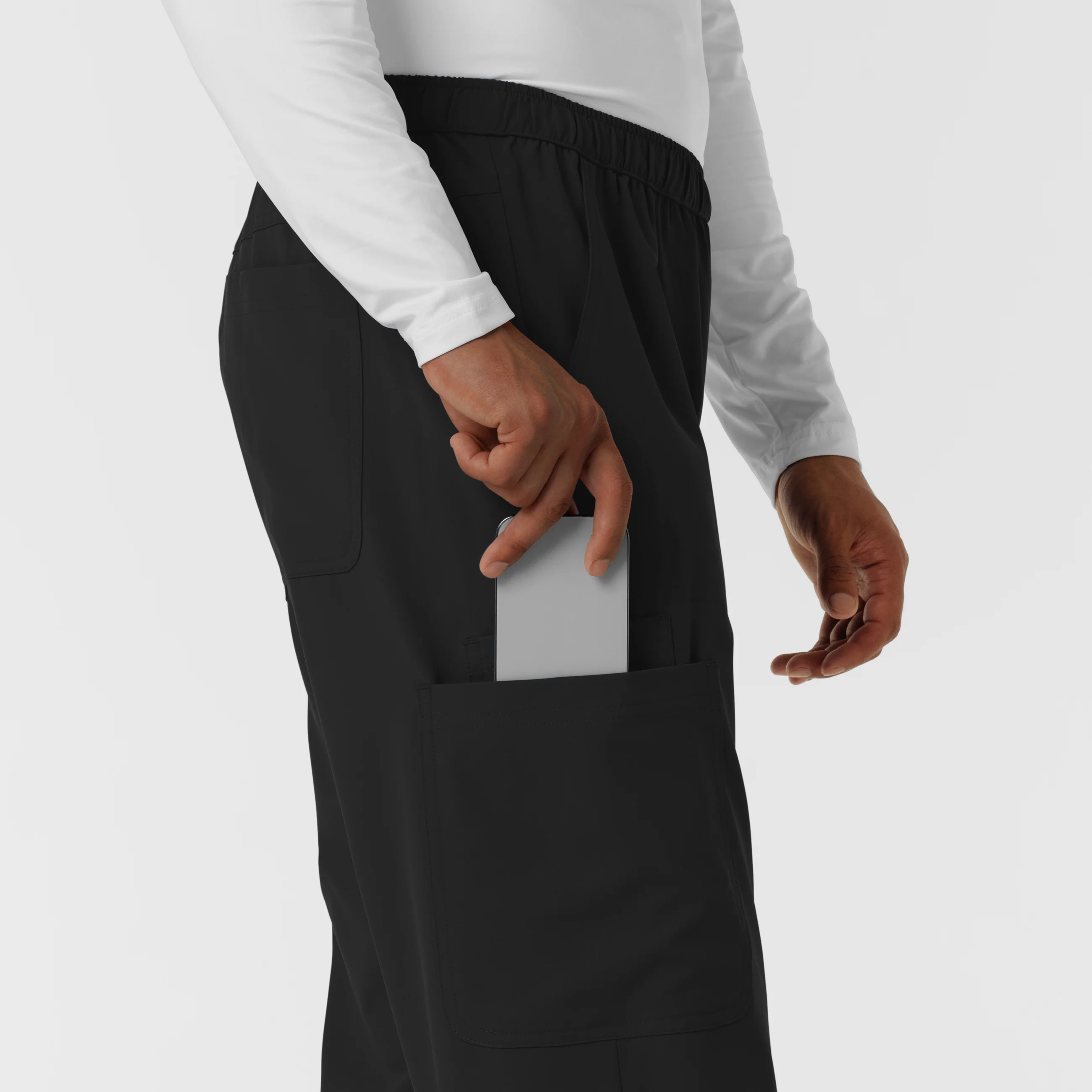 NURTUR Men's Straight Leg Cargo Scrub Pant - Black - Image 8