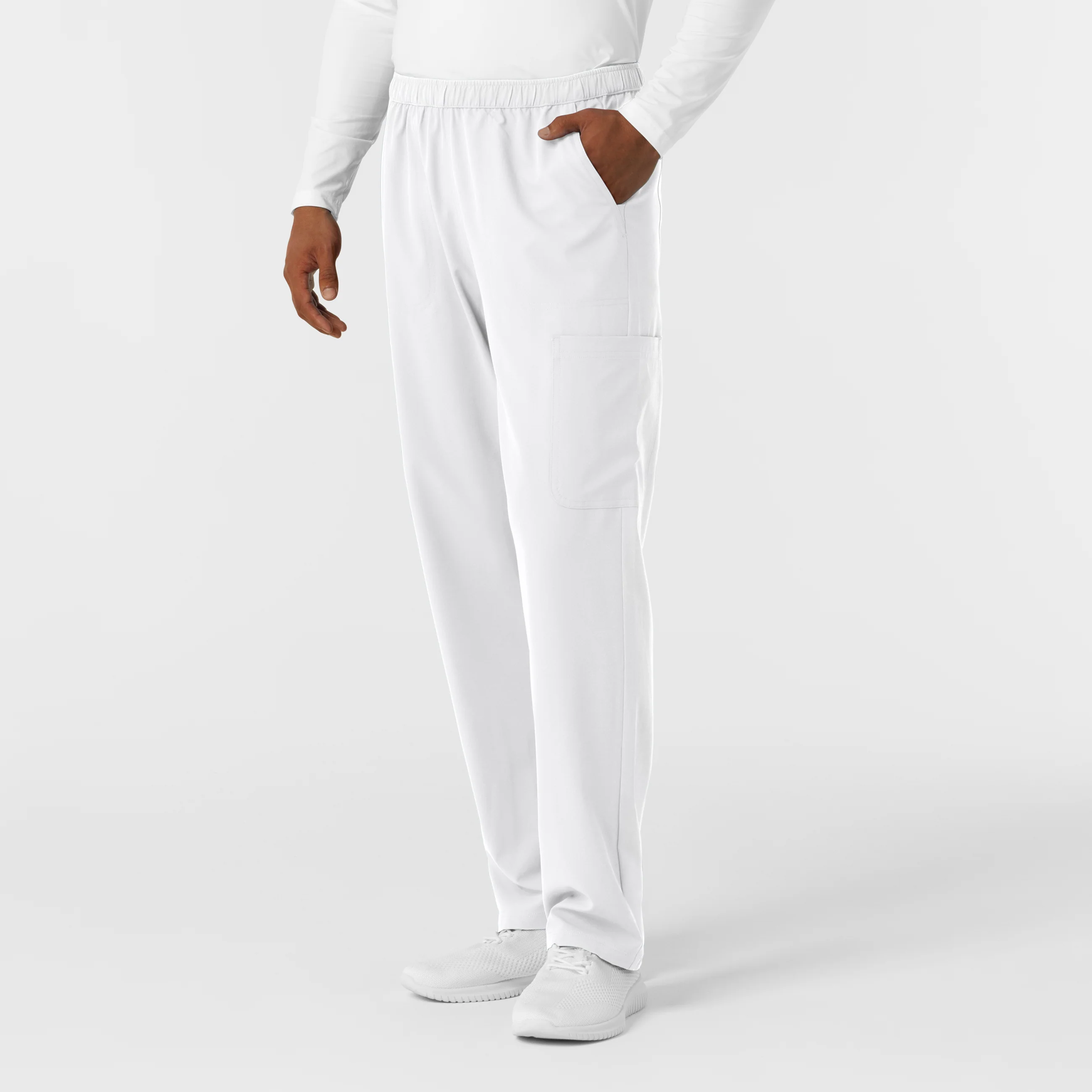 NURTUR Men's Straight Leg Cargo Scrub Pant - White - Image 4