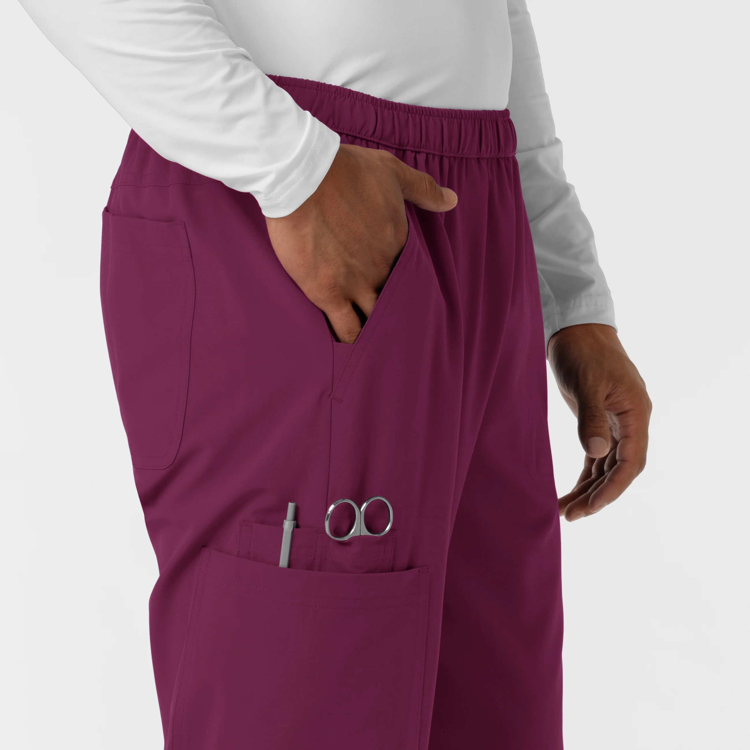 NURTUR Men's Straight Leg Cargo Scrub Pant - Wine - Image 7