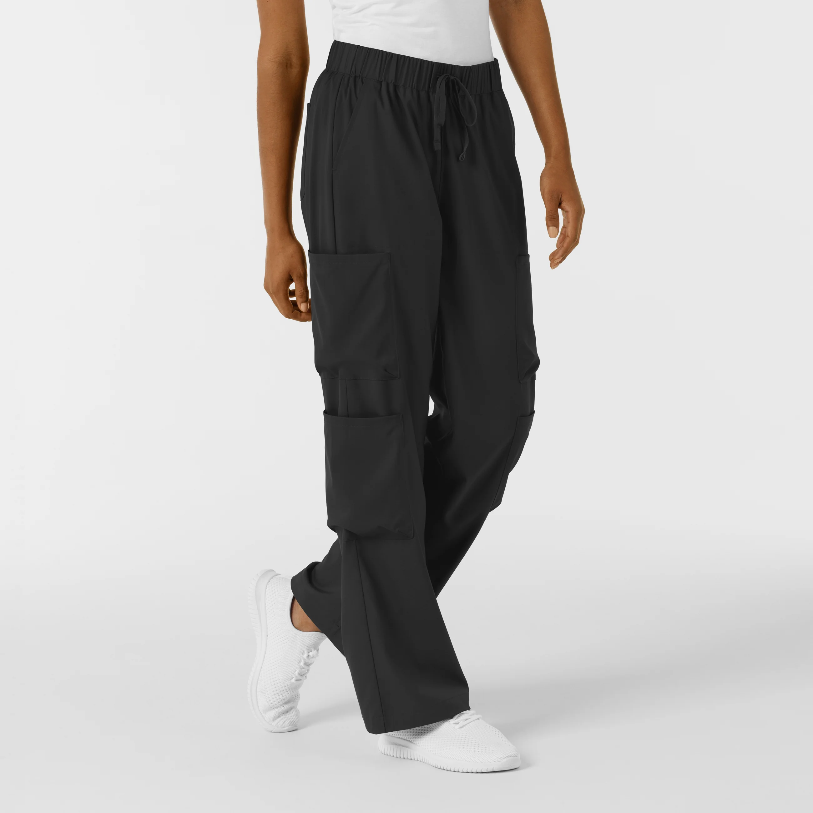 Boundless Women's Classic Wide Leg Double Cargo Scrub Pant - Black - Image 4