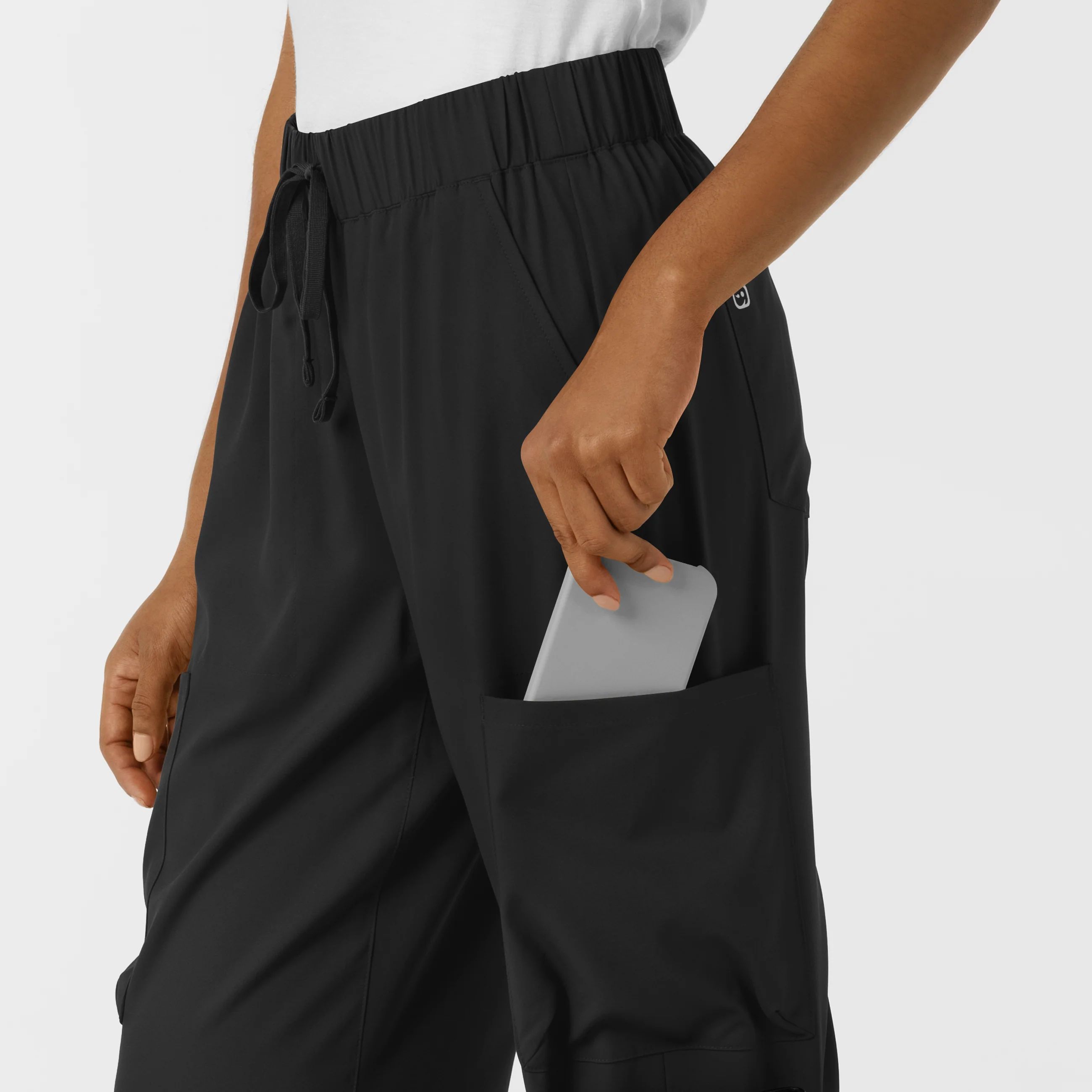 Boundless Women's Classic Wide Leg Double Cargo Scrub Pant - Black - Image 9
