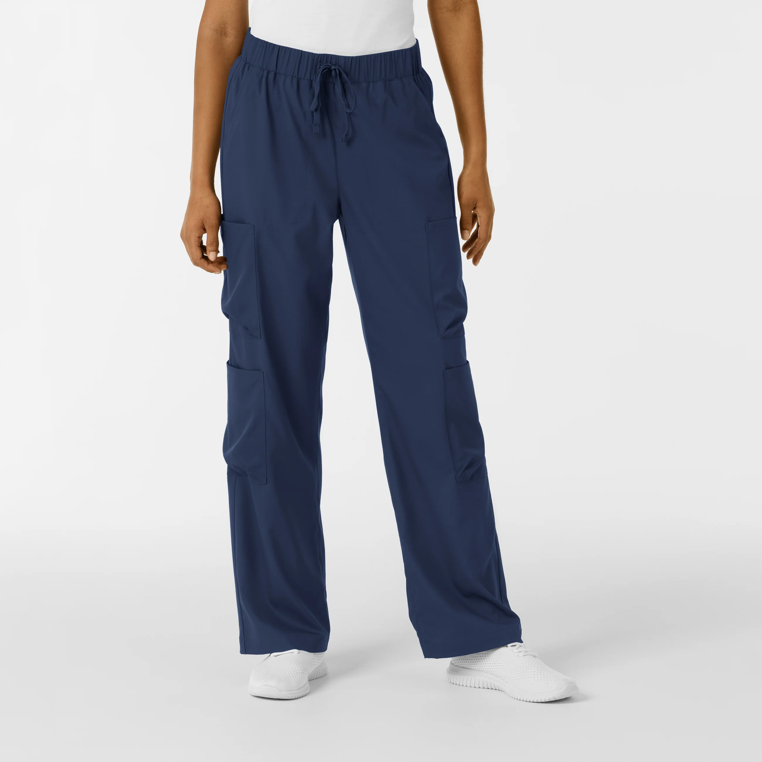 Boundless Women's Classic Wide Leg Double Cargo Scrub Pant - Navy