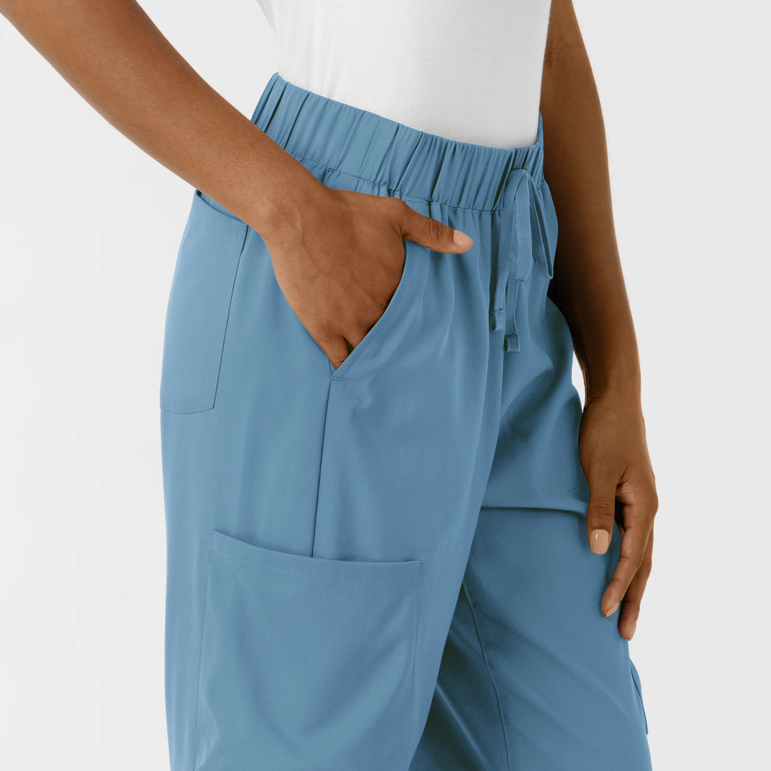Boundless Women's Classic Wide Leg Double Cargo Scrub Pant - Pacific Blue - Image 7