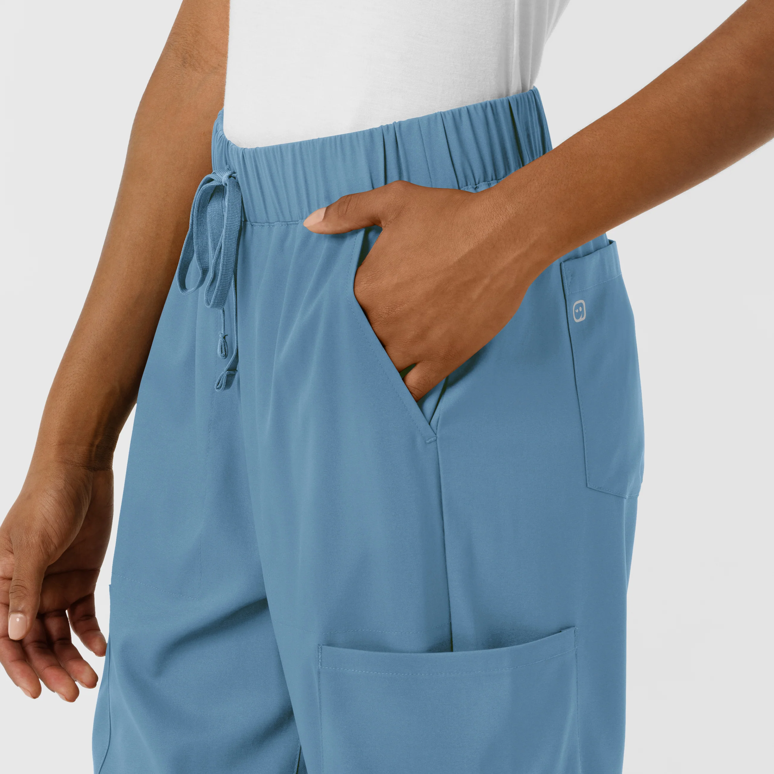 Boundless Women's Classic Wide Leg Double Cargo Scrub Pant - Pacific Blue - Image 8