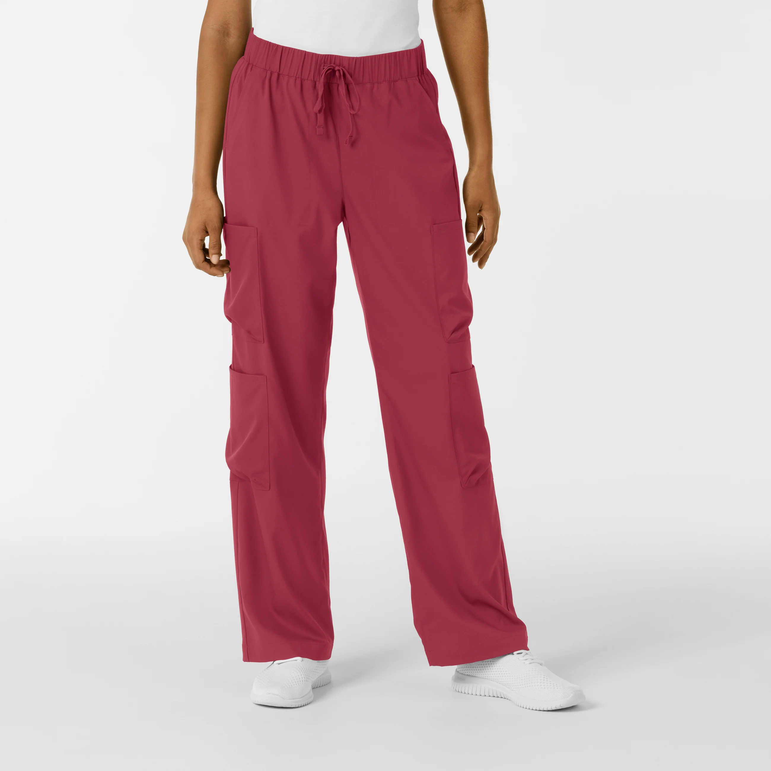 Boundless Women's Classic Wide Leg Double Cargo Scrub Pant - Ruby