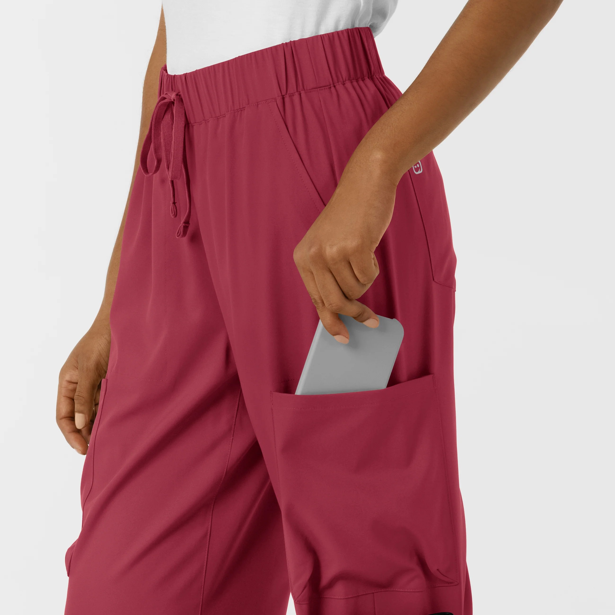 Boundless Women's Classic Wide Leg Double Cargo Scrub Pant - Ruby - Image 9