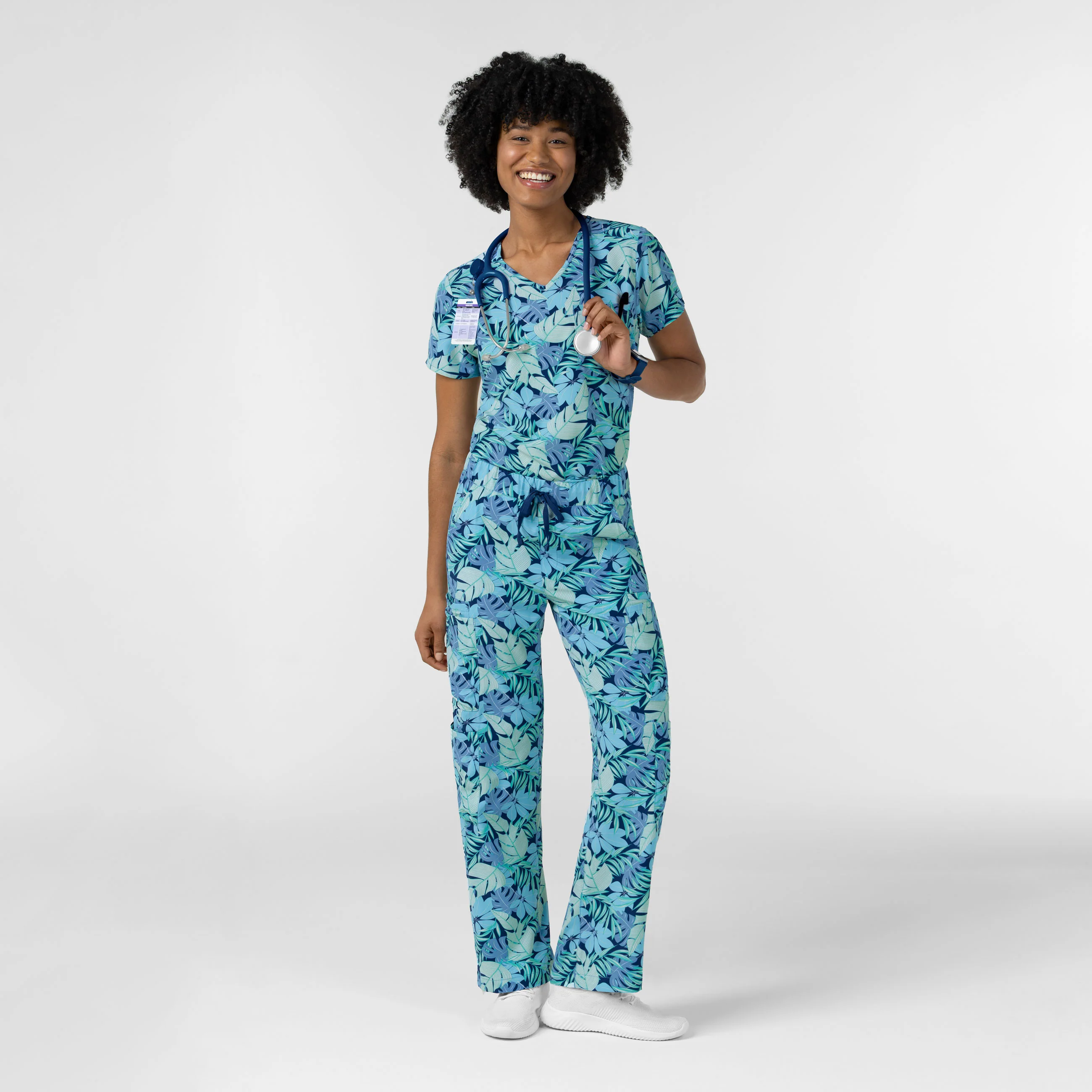 Women's Printed Double Cargo Scrub Pant - Breezy Palms - Image 5