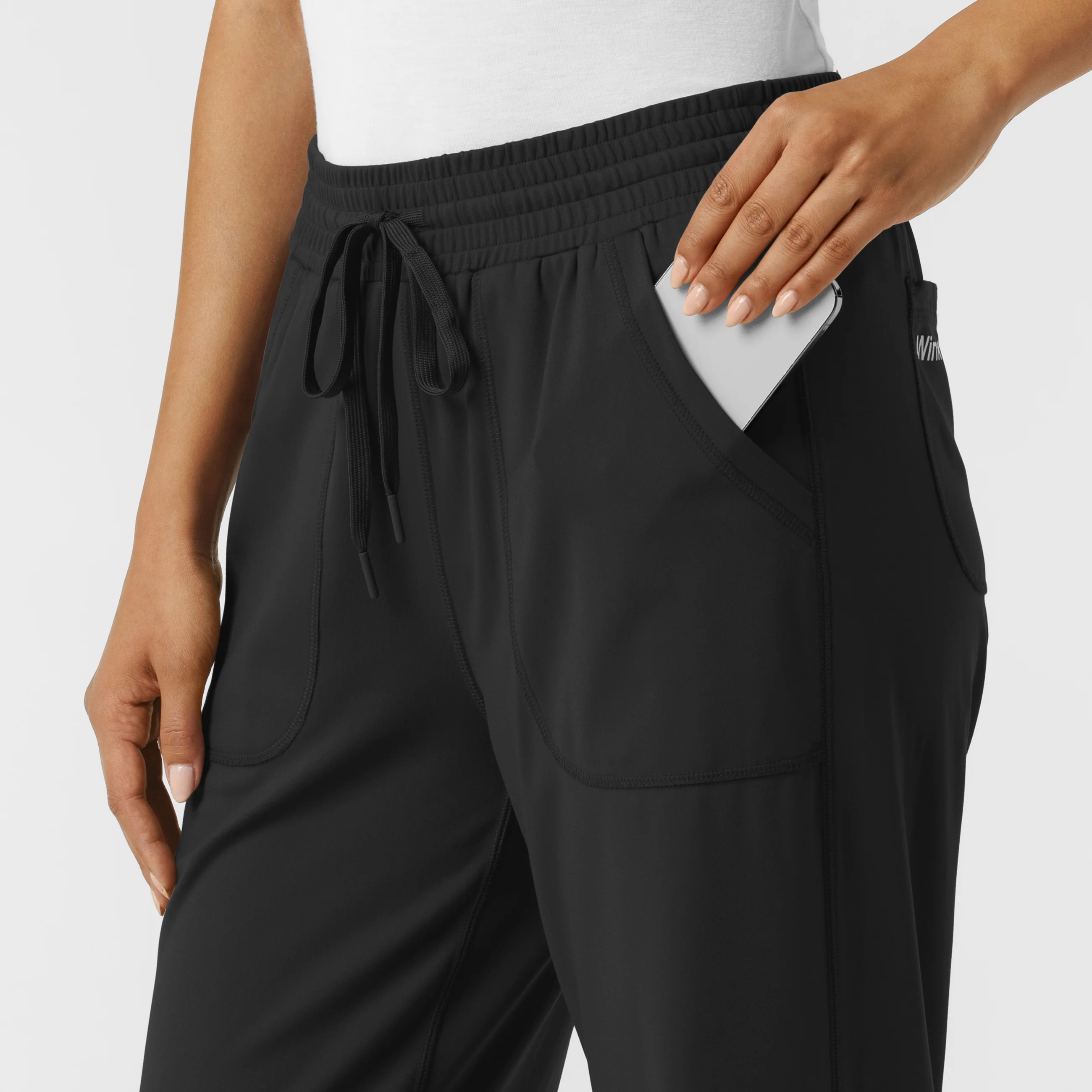 RENEW Knit Women's Wide Leg Scrub Pant - Black - Image 8