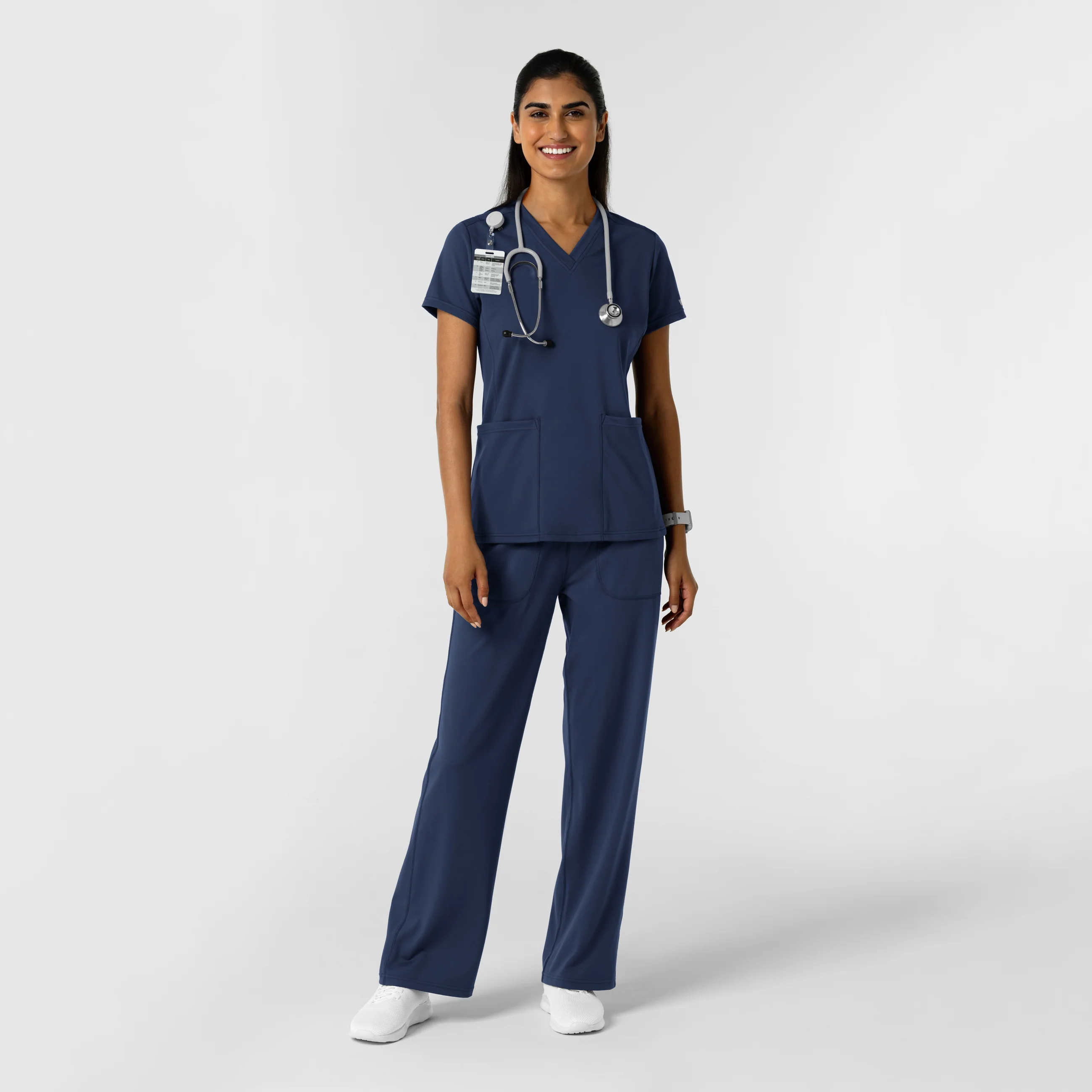 RENEW Knit Women's Wide Leg Scrub Pant - Navy - Image 3