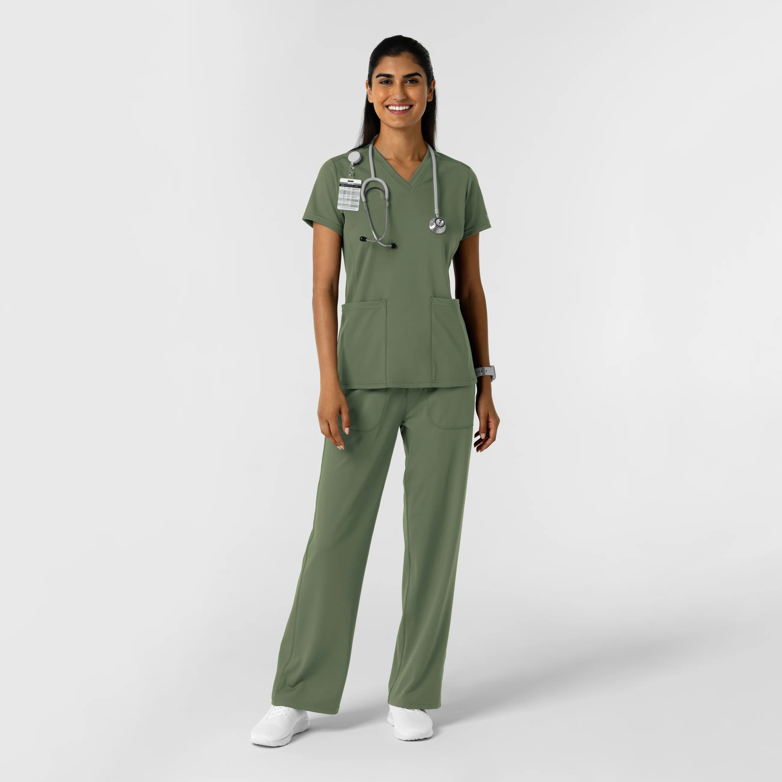 RENEW Knit Women's Wide Leg Scrub Pant - Olive - Image 4