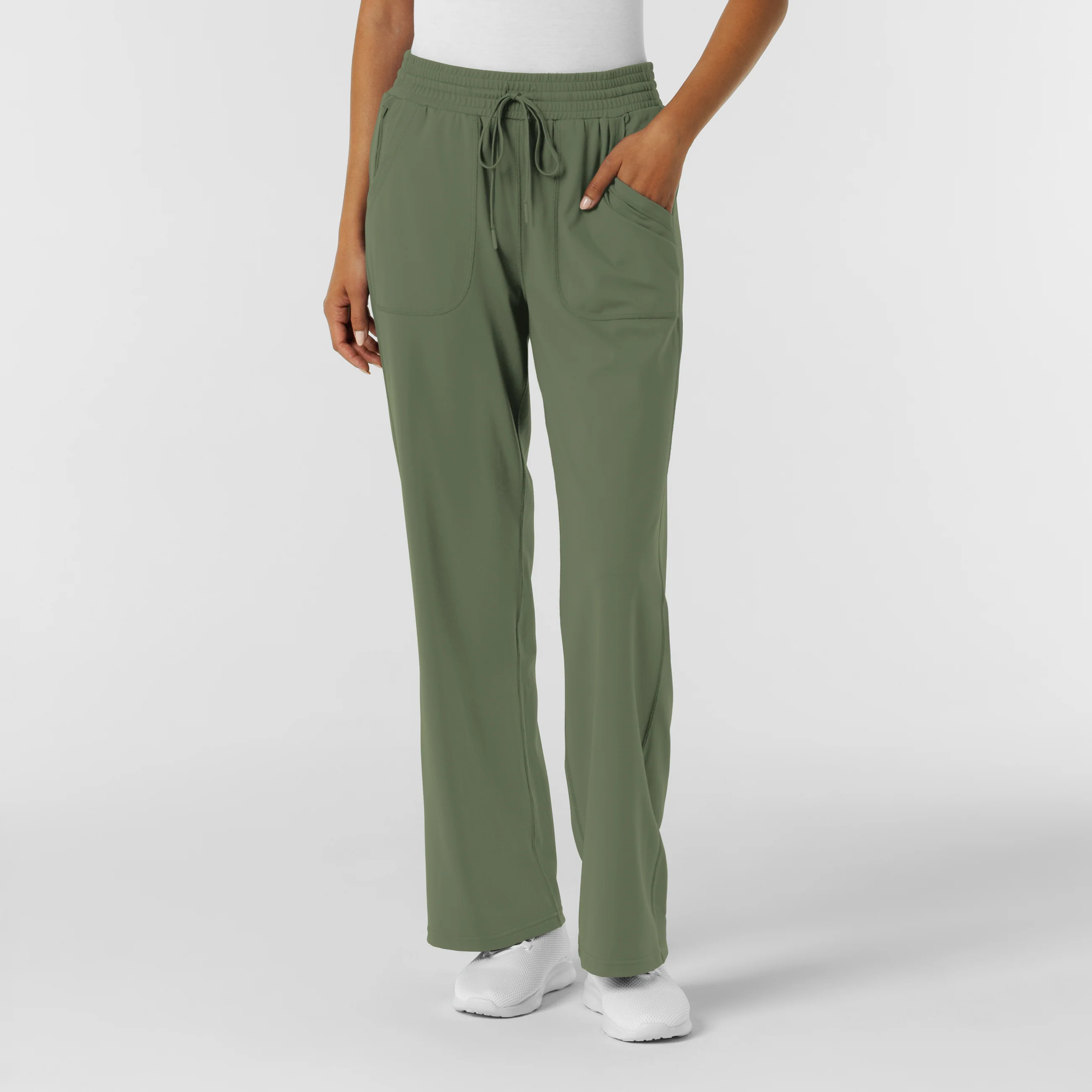RENEW Knit Women's Wide Leg Scrub Pant - Olive - Image 5