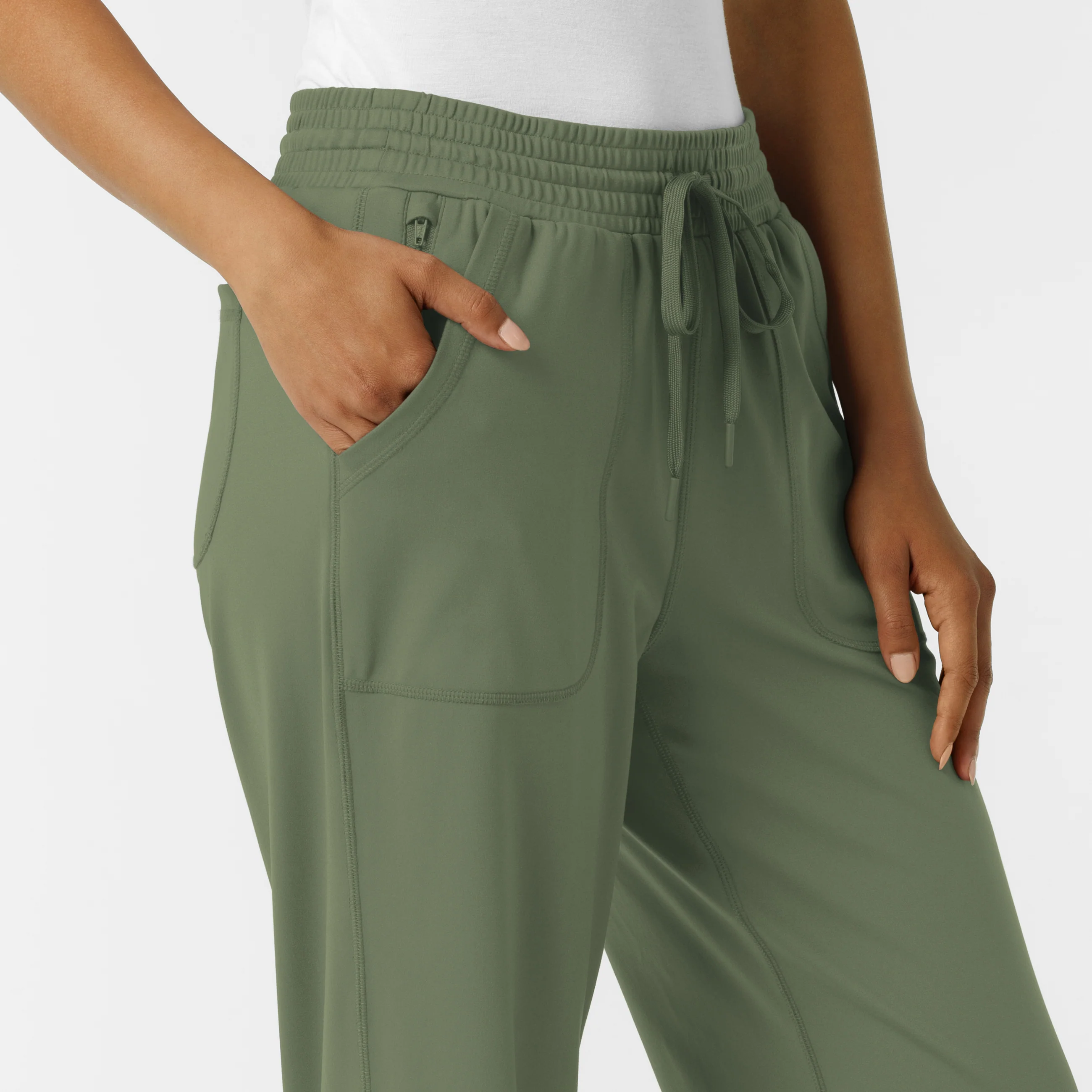 RENEW Knit Women's Wide Leg Scrub Pant - Olive - Image 7
