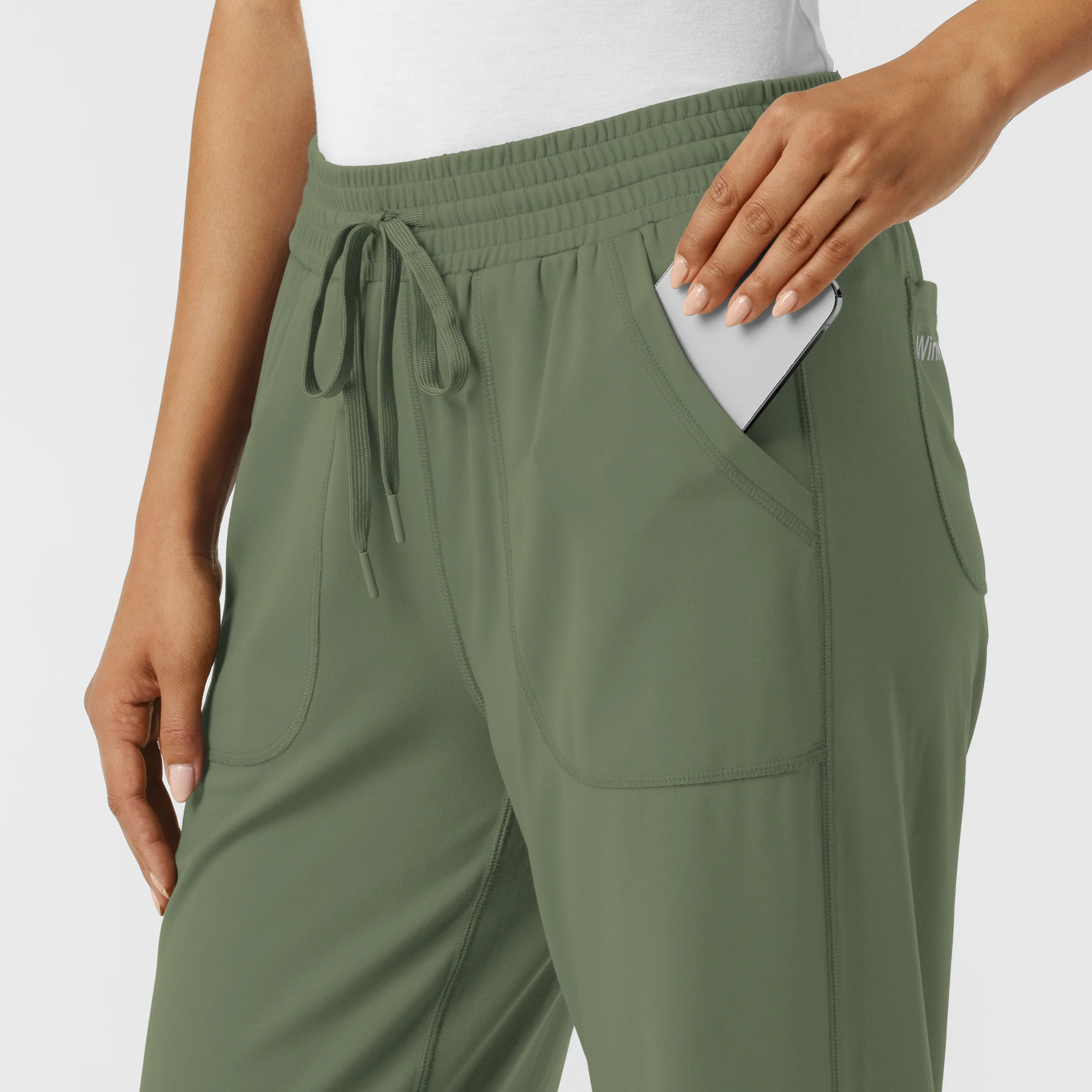RENEW Knit Women's Wide Leg Scrub Pant - Olive - Image 9