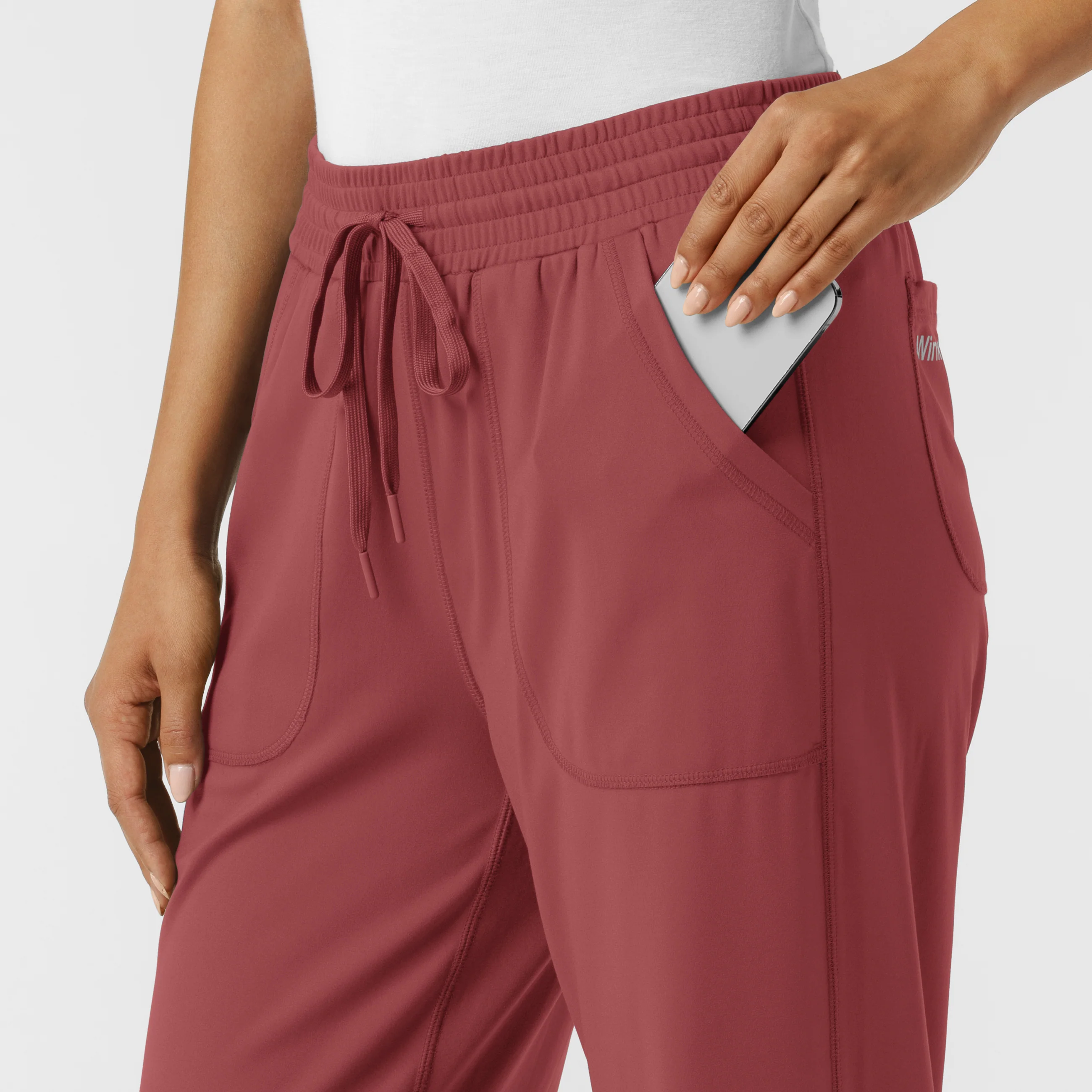 RENEW Knit Women's Wide Leg Scrub Pant - Ruby - Image 8