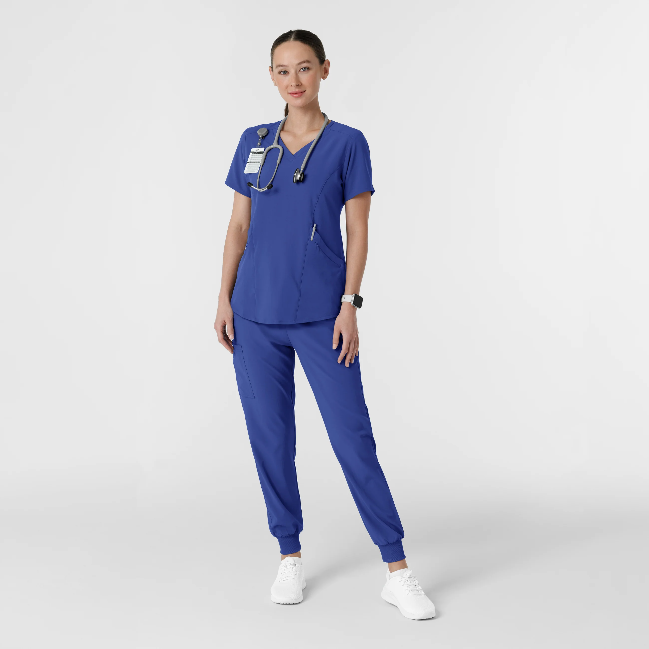 RENEW Women's V-Neck Scrub Top - Galaxy Blue - Image 3