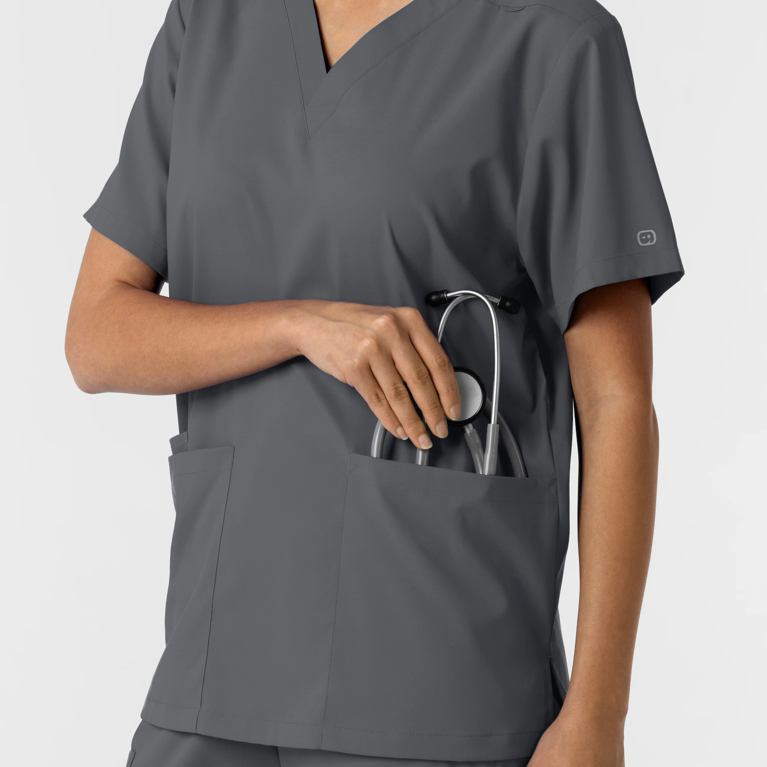 Boundless Unisex V-Neck Scrub Top - Pewter - Image 9