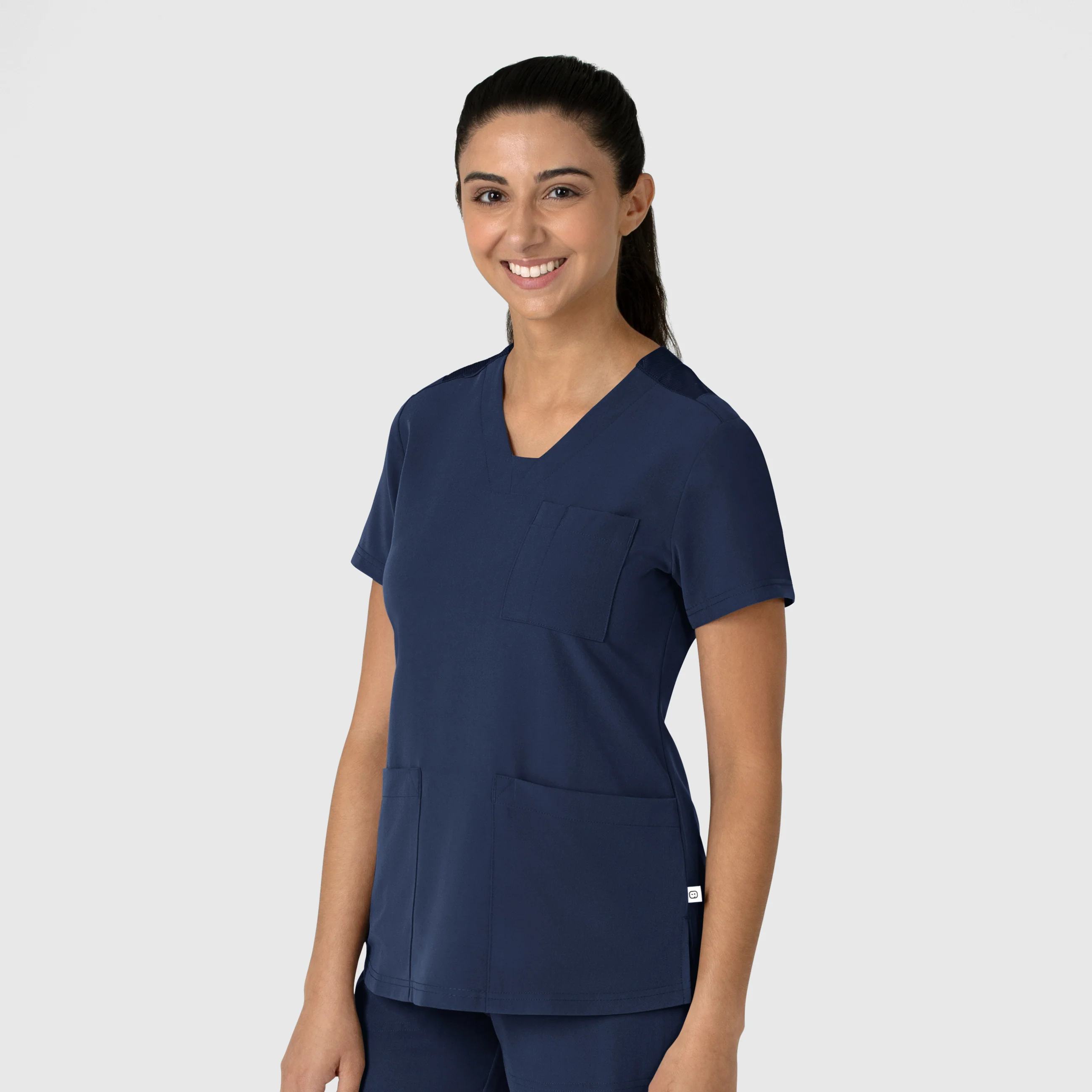 Nova Women's Flex-n-Reach V-Neck Scrub Top - Navy - Image 4
