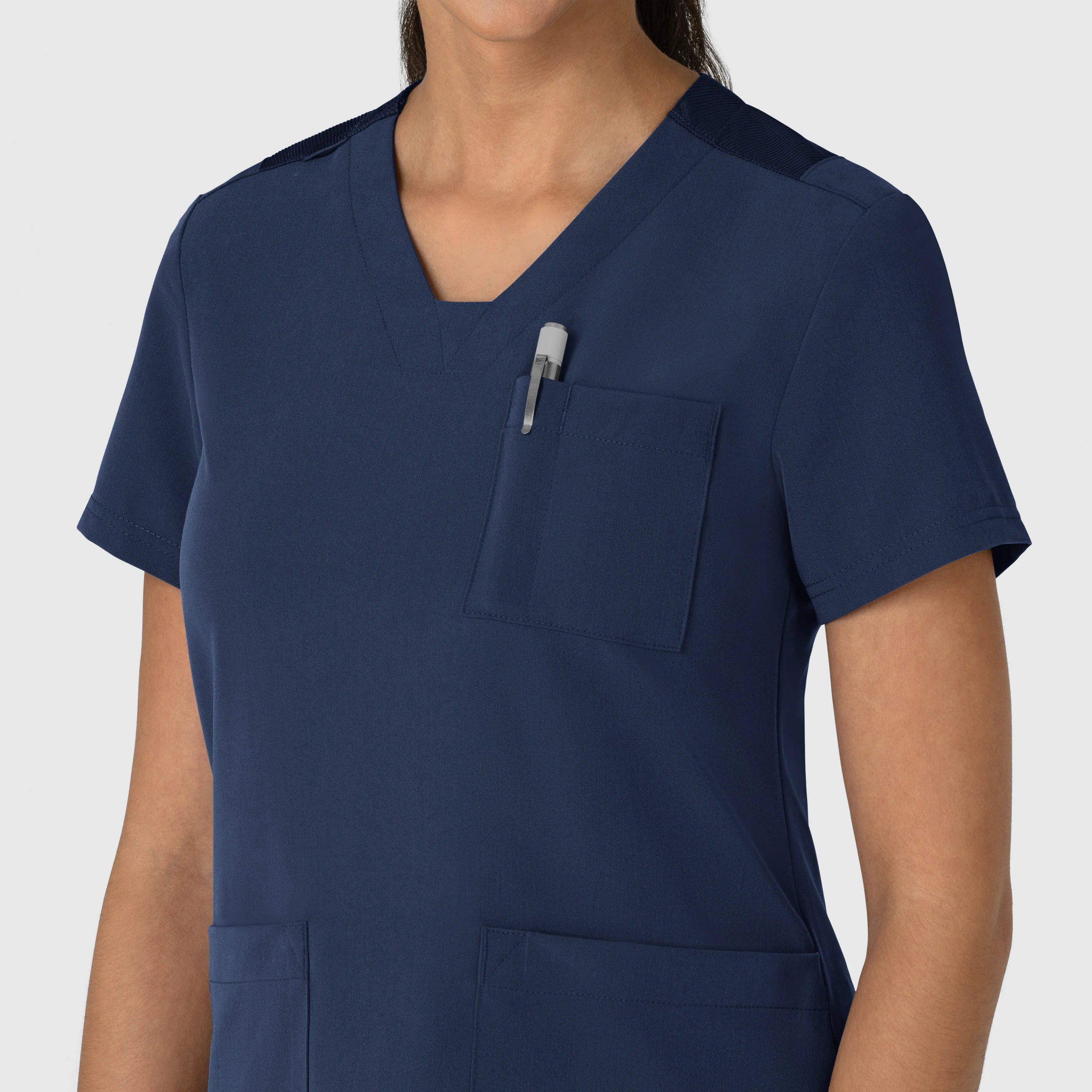 Nova Women's Flex-n-Reach V-Neck Scrub Top - Navy - Image 6