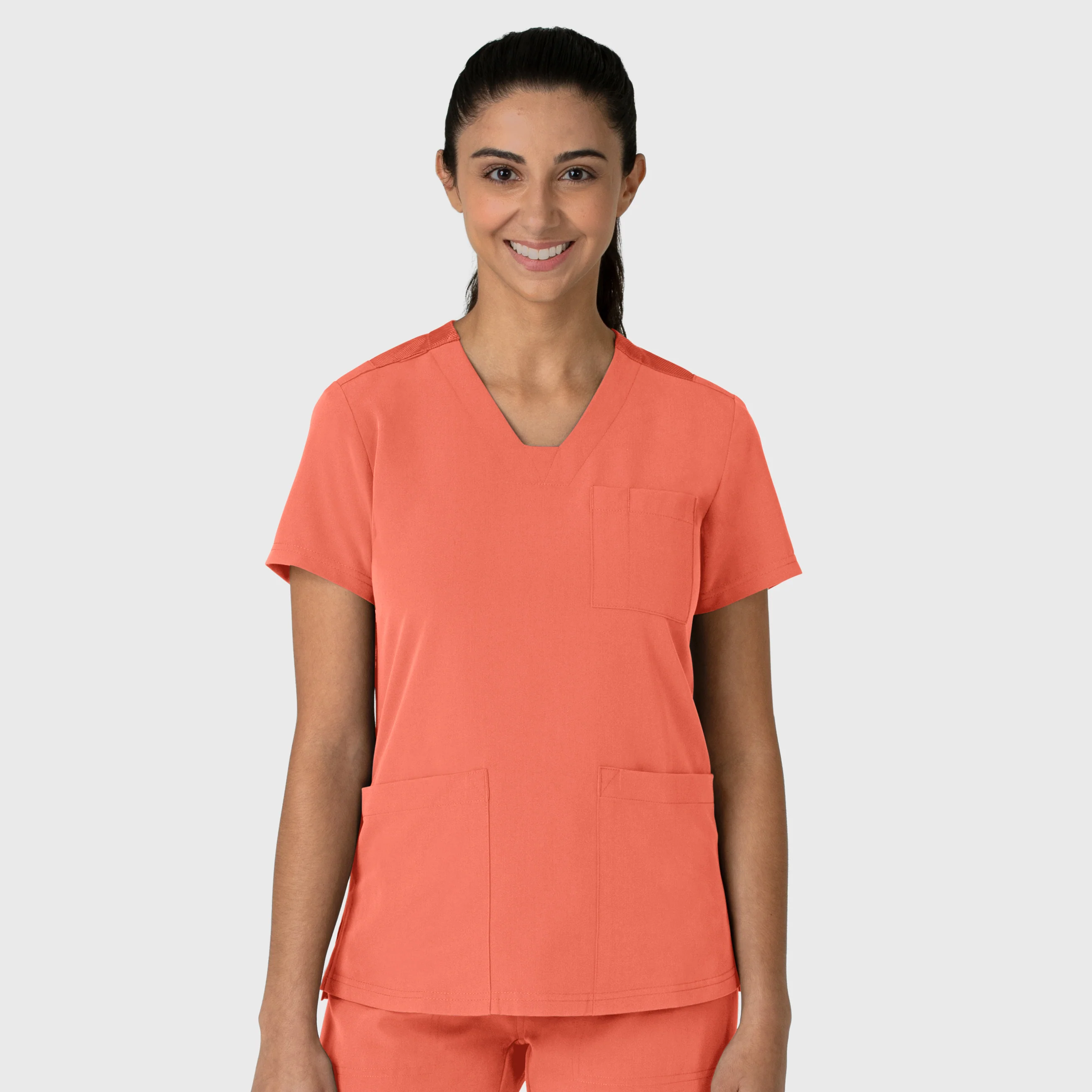 Nova Women's Flex-n-Reach V-Neck Scrub Top - Sugar Coral