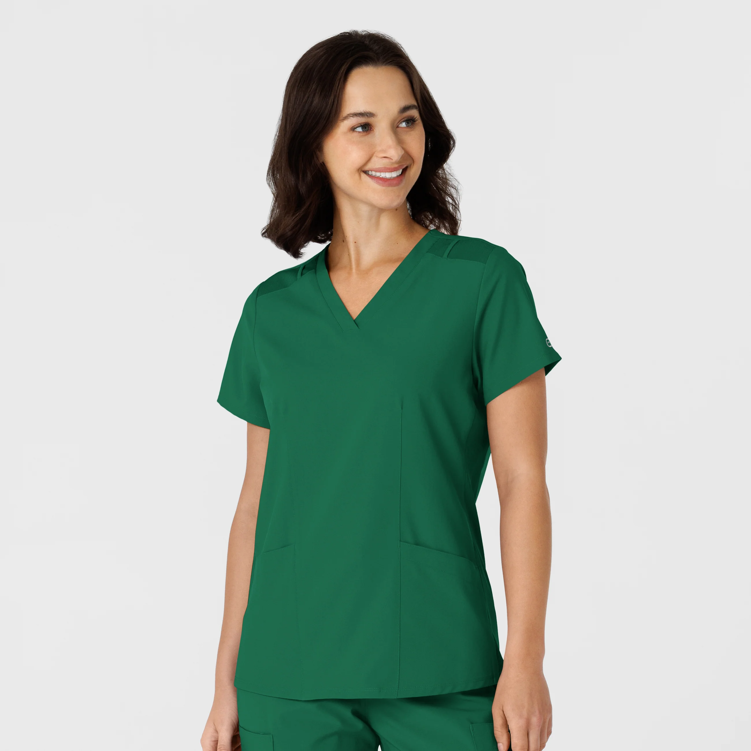 W123 Women's Flex-n-Reach Side Panel V-Neck Scrub Top - Hunter