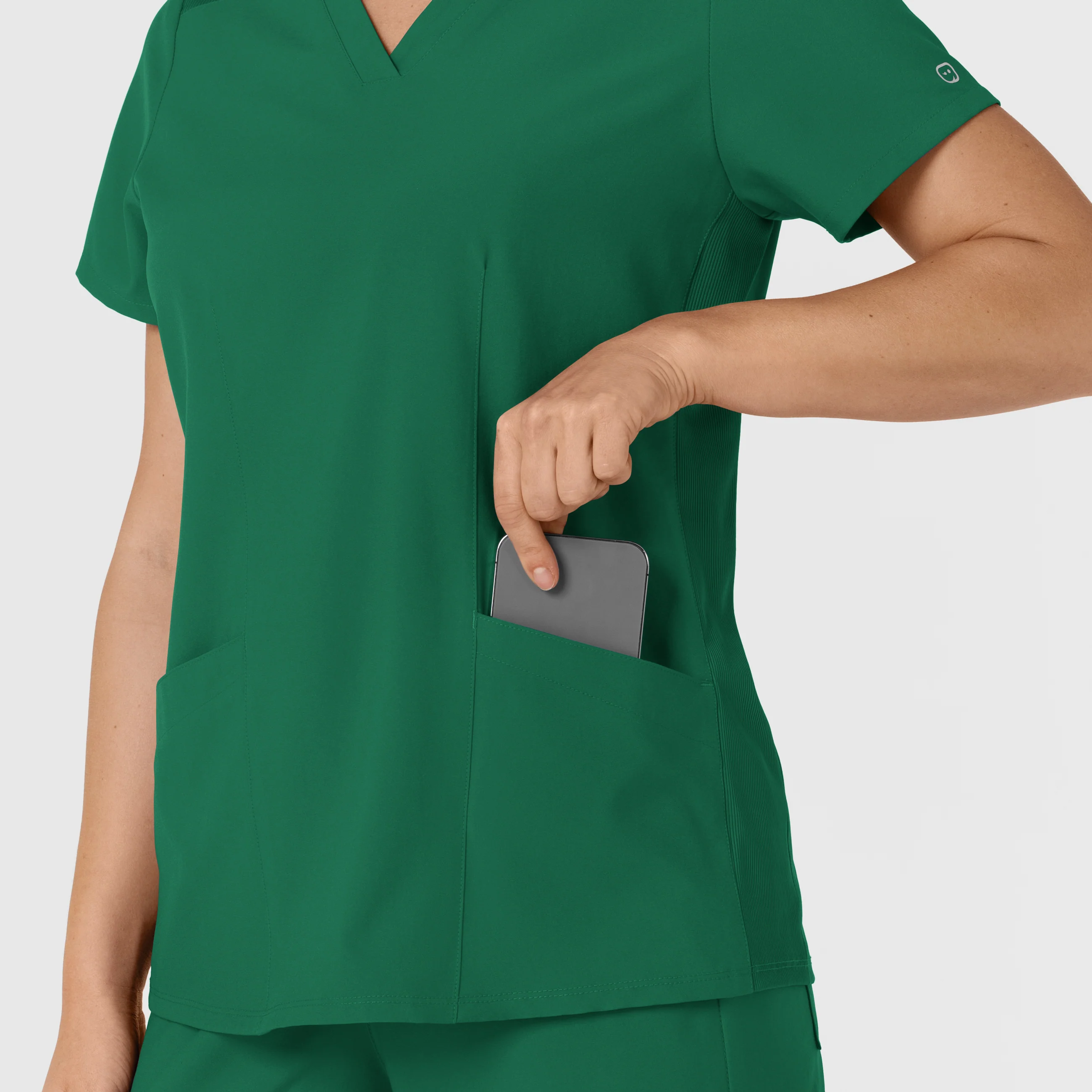 W123 Women's Flex-n-Reach Side Panel V-Neck Scrub Top - Hunter - Image 10