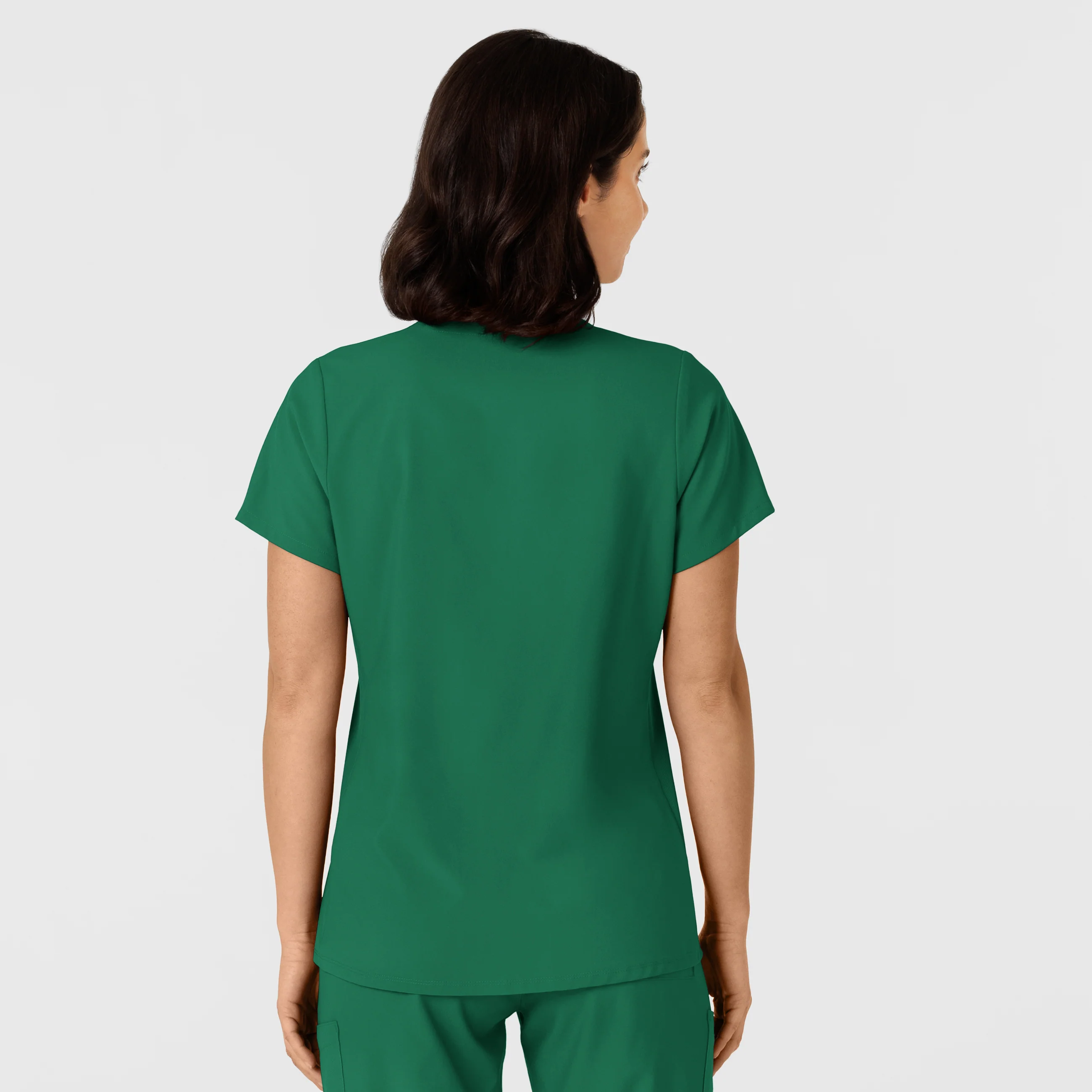 W123 Women's Flex-n-Reach Side Panel V-Neck Scrub Top - Hunter - Image 3