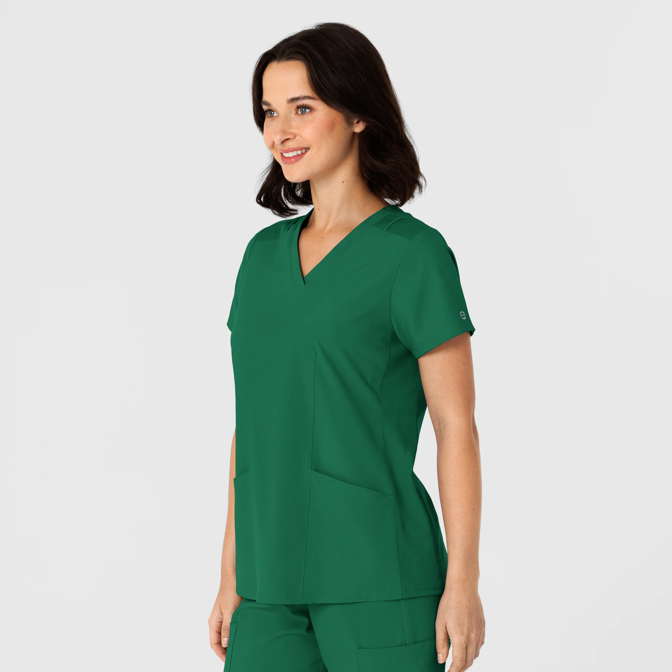 W123 Women's Flex-n-Reach Side Panel V-Neck Scrub Top - Hunter - Image 5